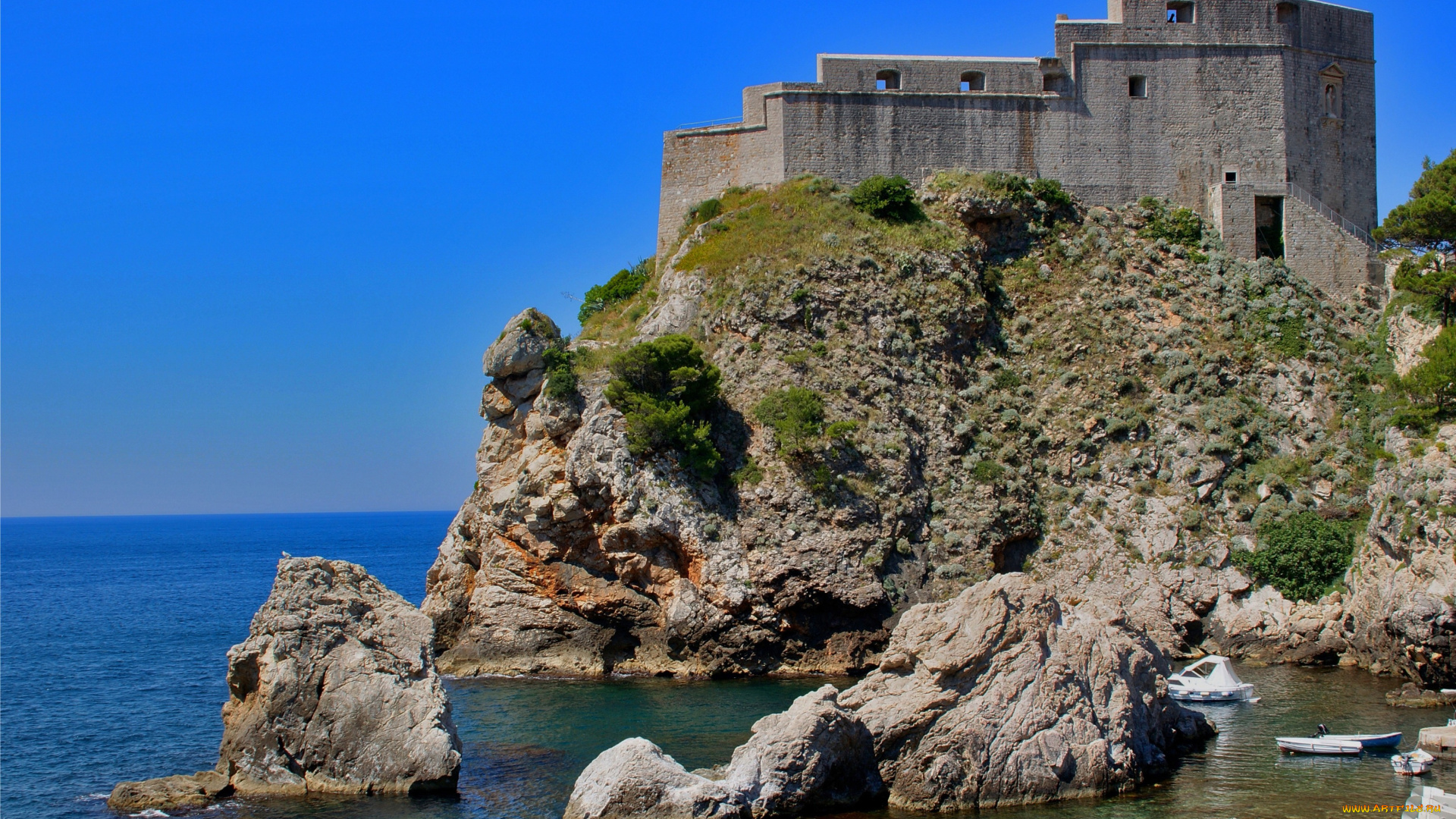 dubrovnik, fortress, lovrijenac, города, дубровник, хорватия, крепость, стены, скалы, море