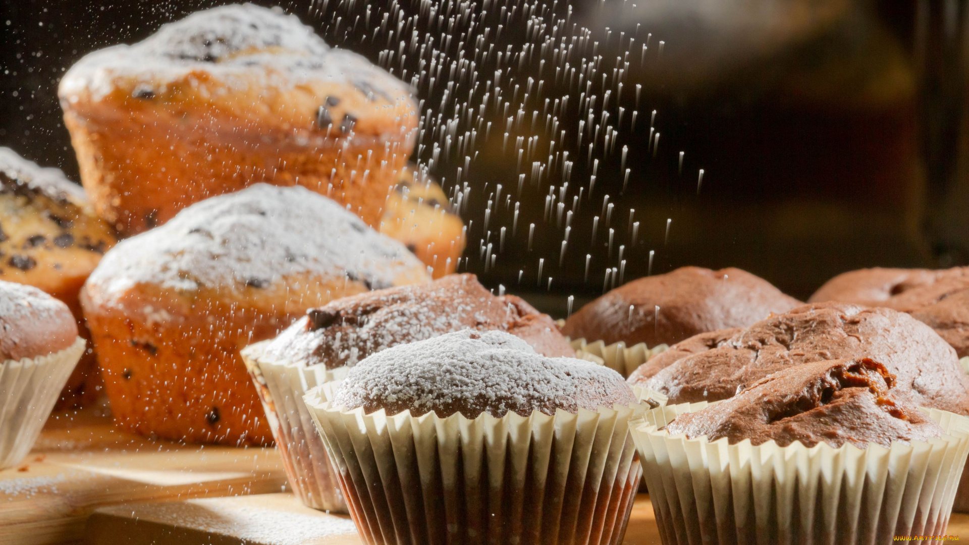 еда, пирожные, кексы, печенье, сахарная, пудра