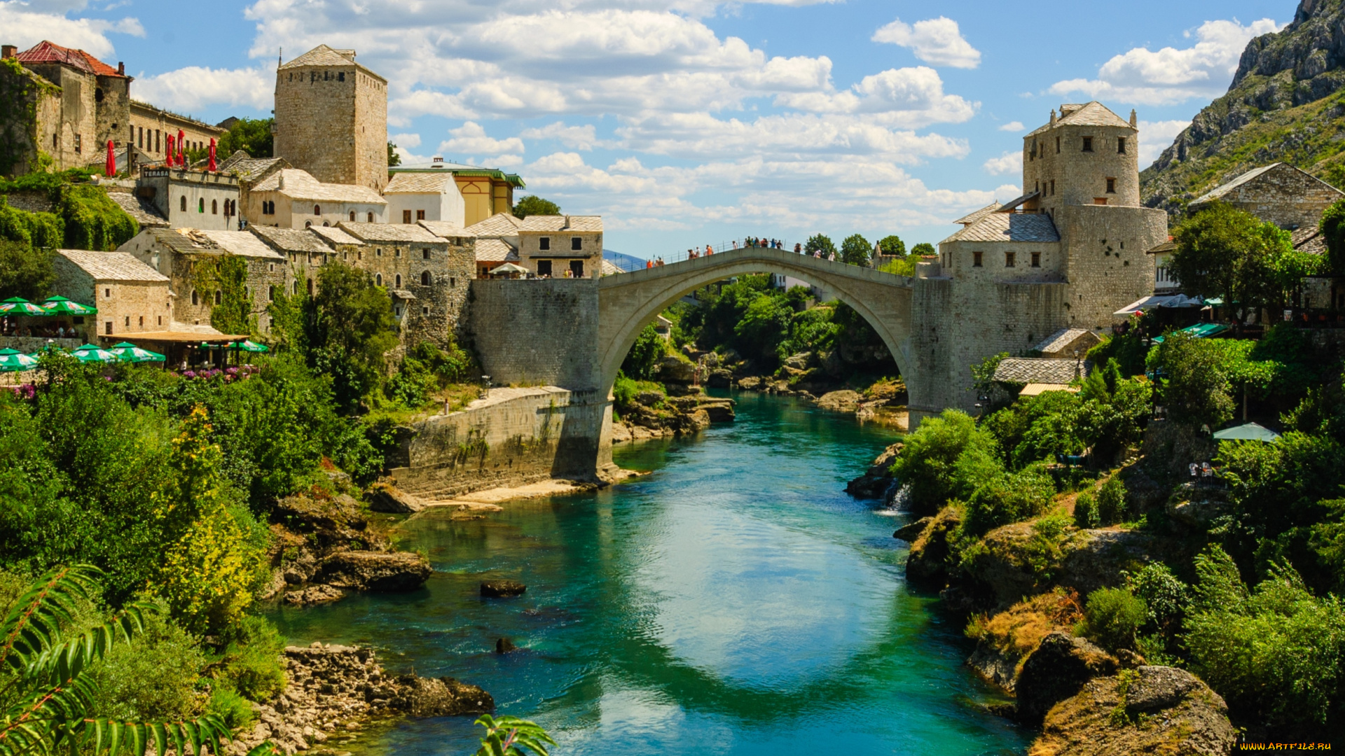 города, мостар, босния, герцеговина, река, мост