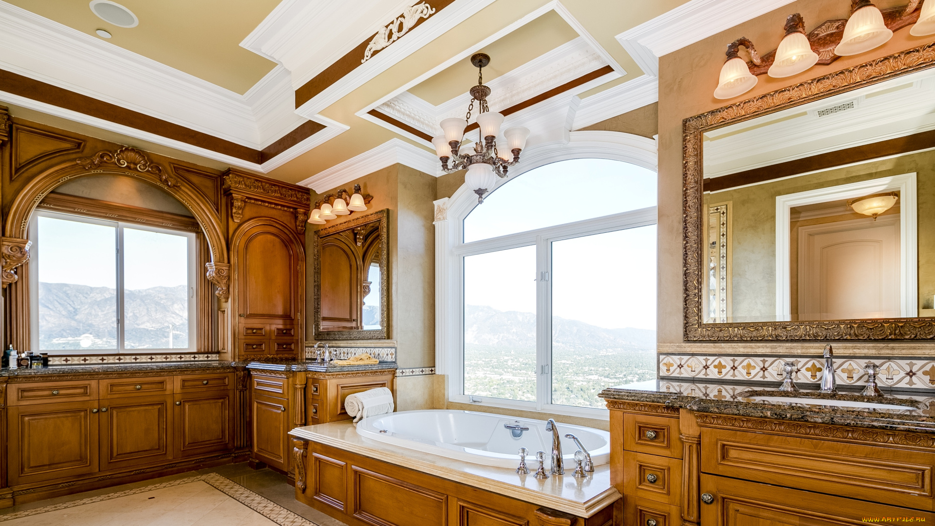 интерьер, ванная, туалетная, комнаты, светильники, ванна