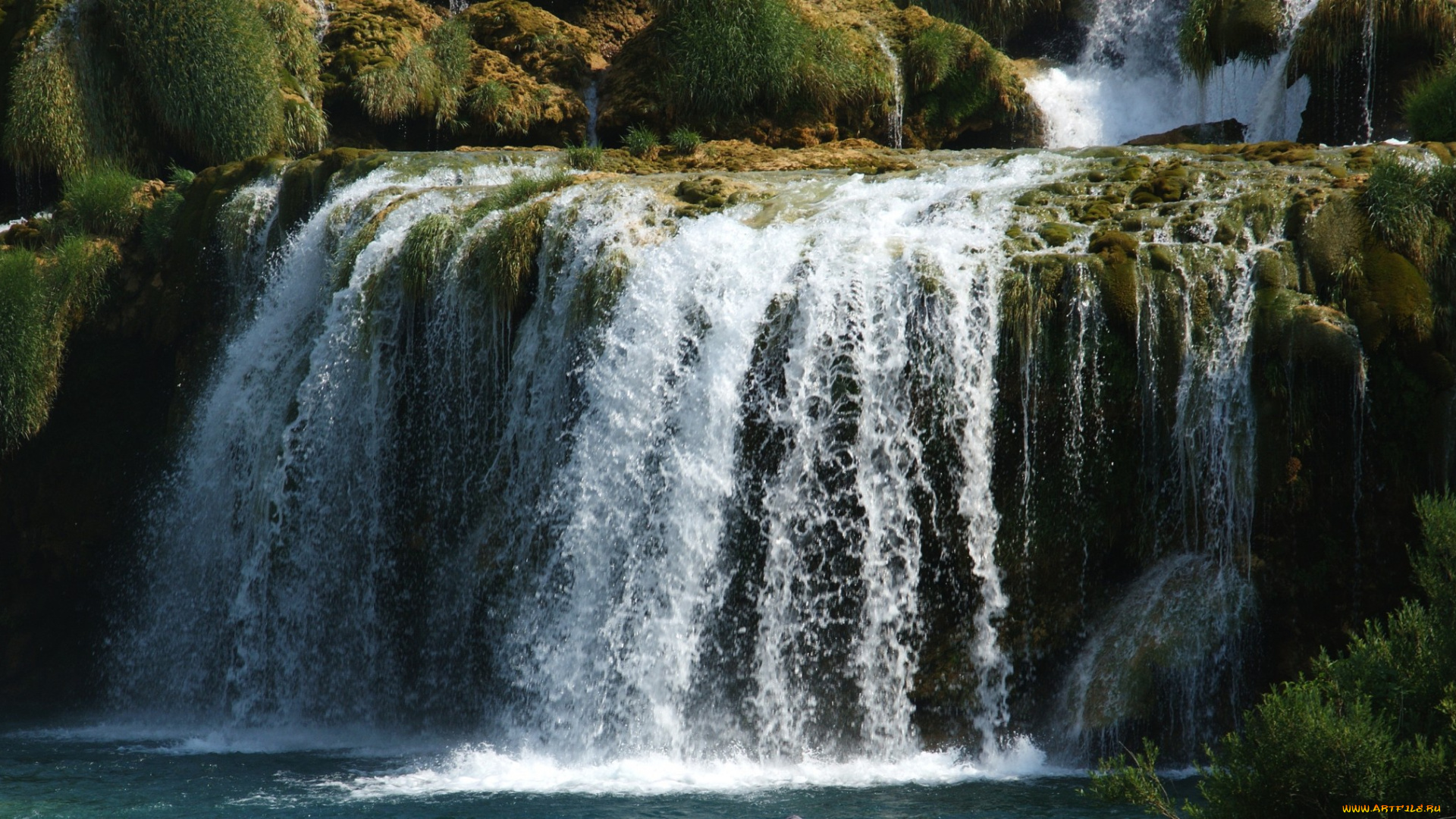 природа, водопады, водопад, уступ, река, камни