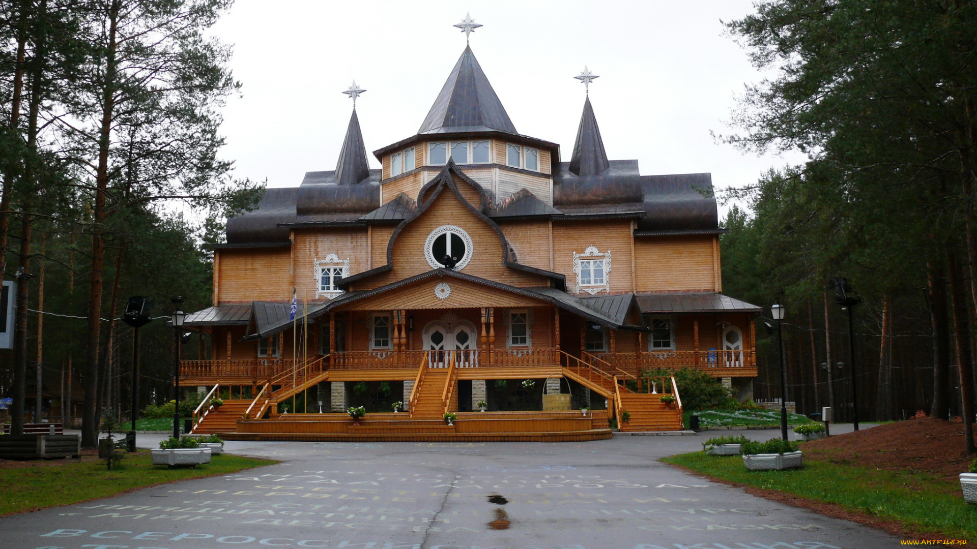 великий, устюг, дом, деда, мороза, города, здания, дома, ландшафт, лес