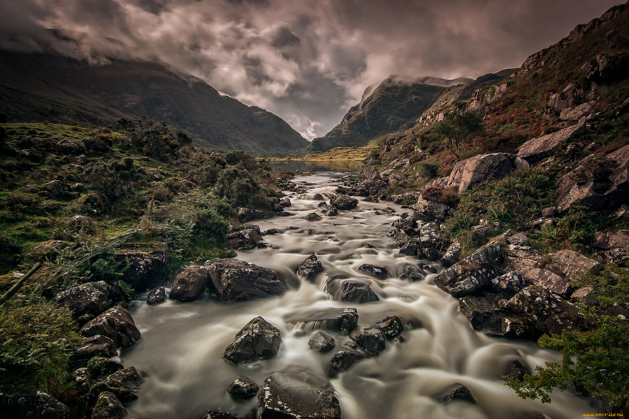 gap, of, dunloe, ireland, природа, реки, озера, ручей, камни, ирландия, перевал, горы, речка