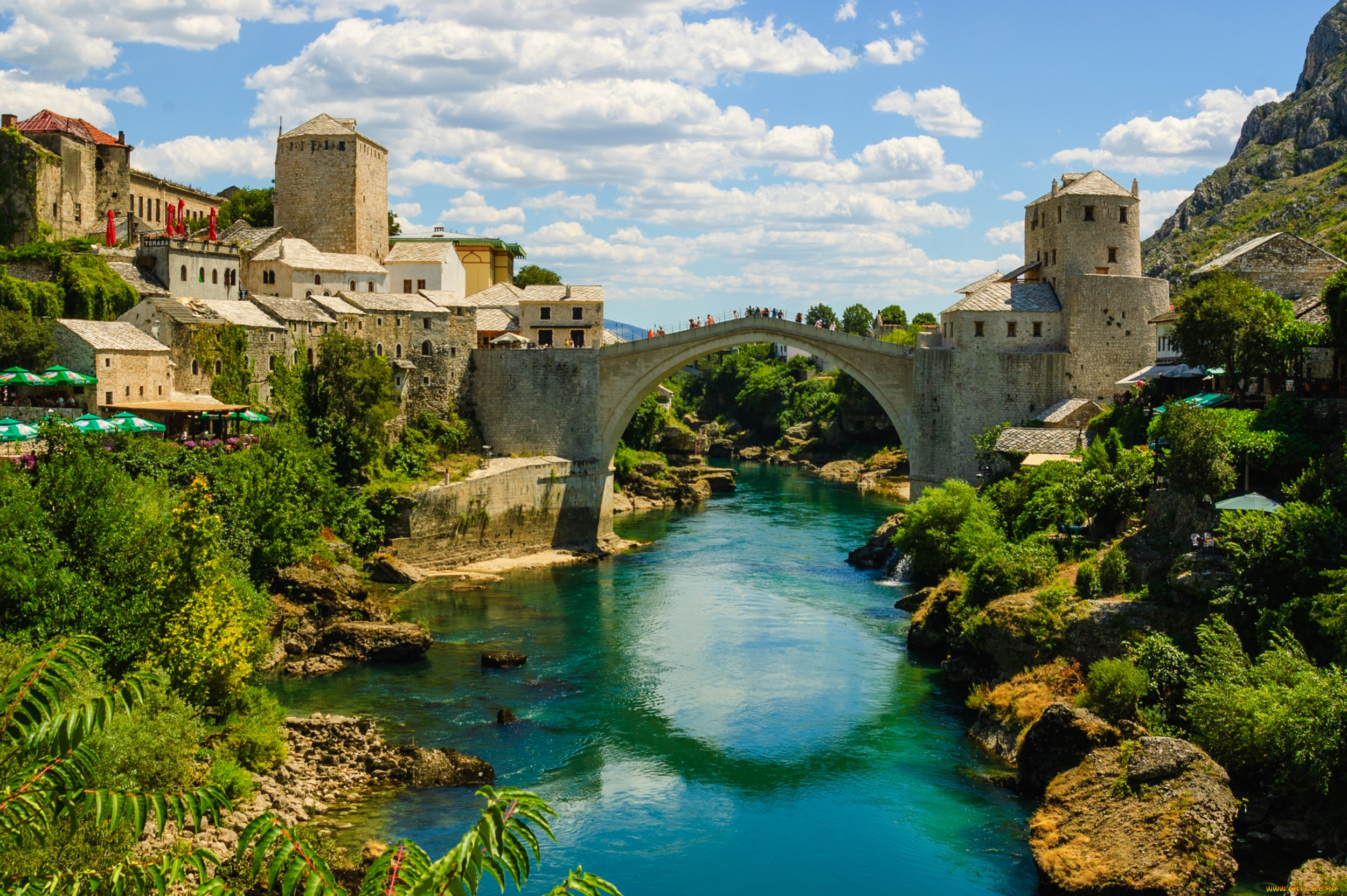города, мостар, босния, герцеговина, река, мост