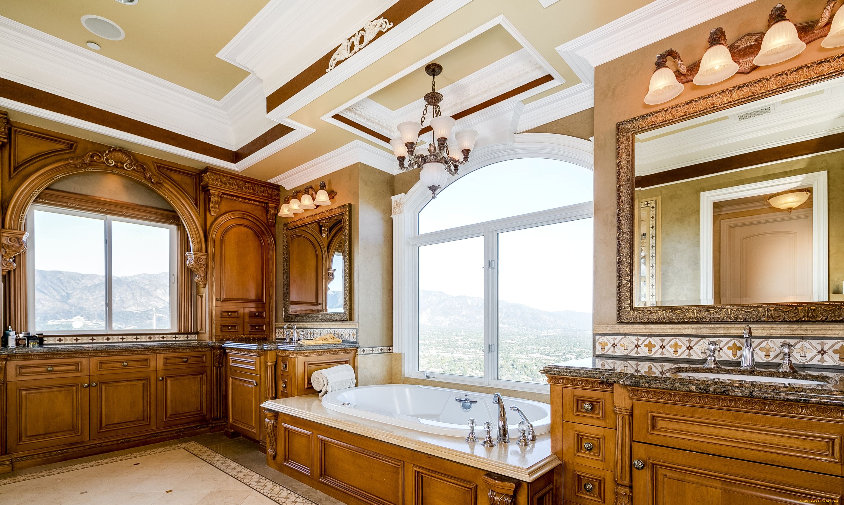 интерьер, ванная, туалетная, комнаты, светильники, ванна