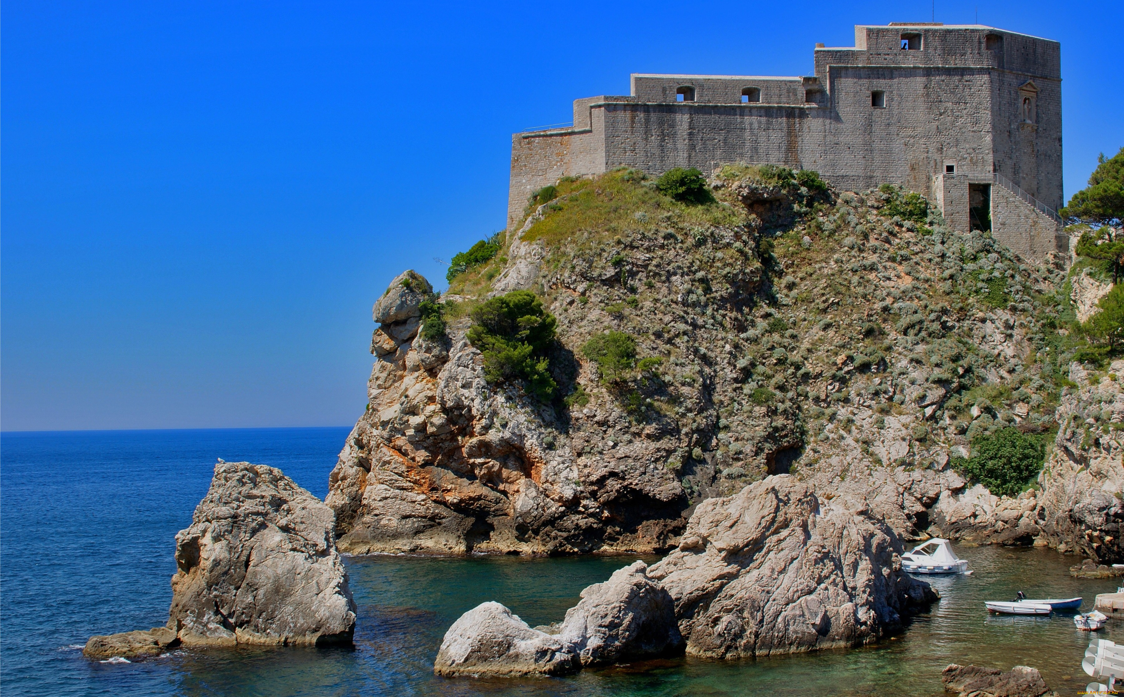 dubrovnik, fortress, lovrijenac, города, дубровник, хорватия, крепость, стены, скалы, море