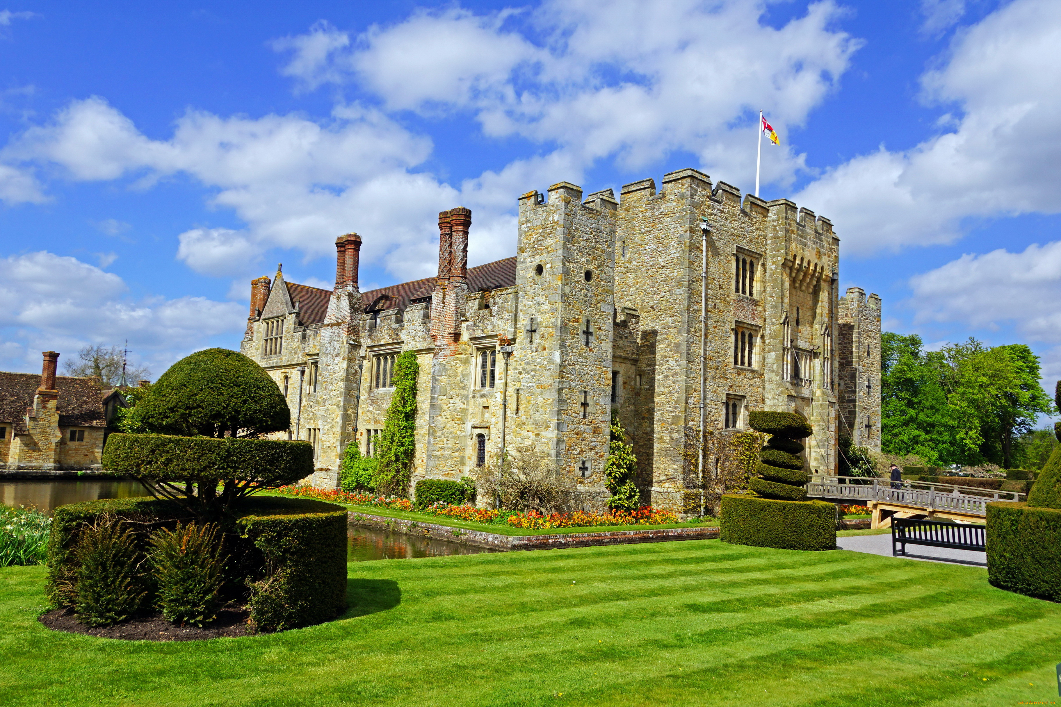 англия, hever, castle, города, дворцы, замки, крепости, замок, парк, лужайка