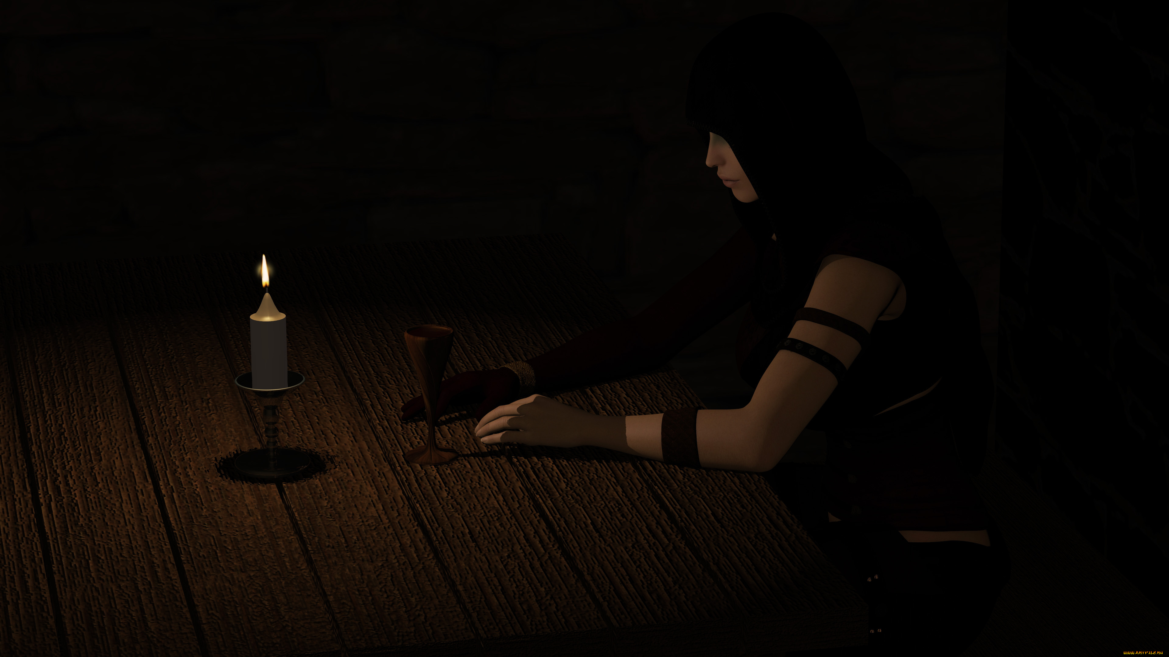 3д, графика, people, люди, свеча, днвушка