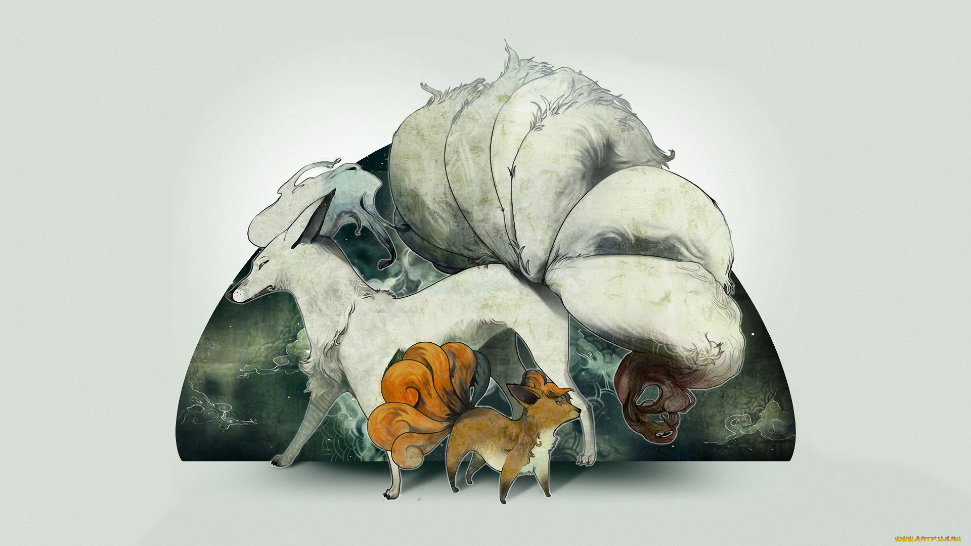 аниме, pokemon, монстр, vulpix, ninetales, животные