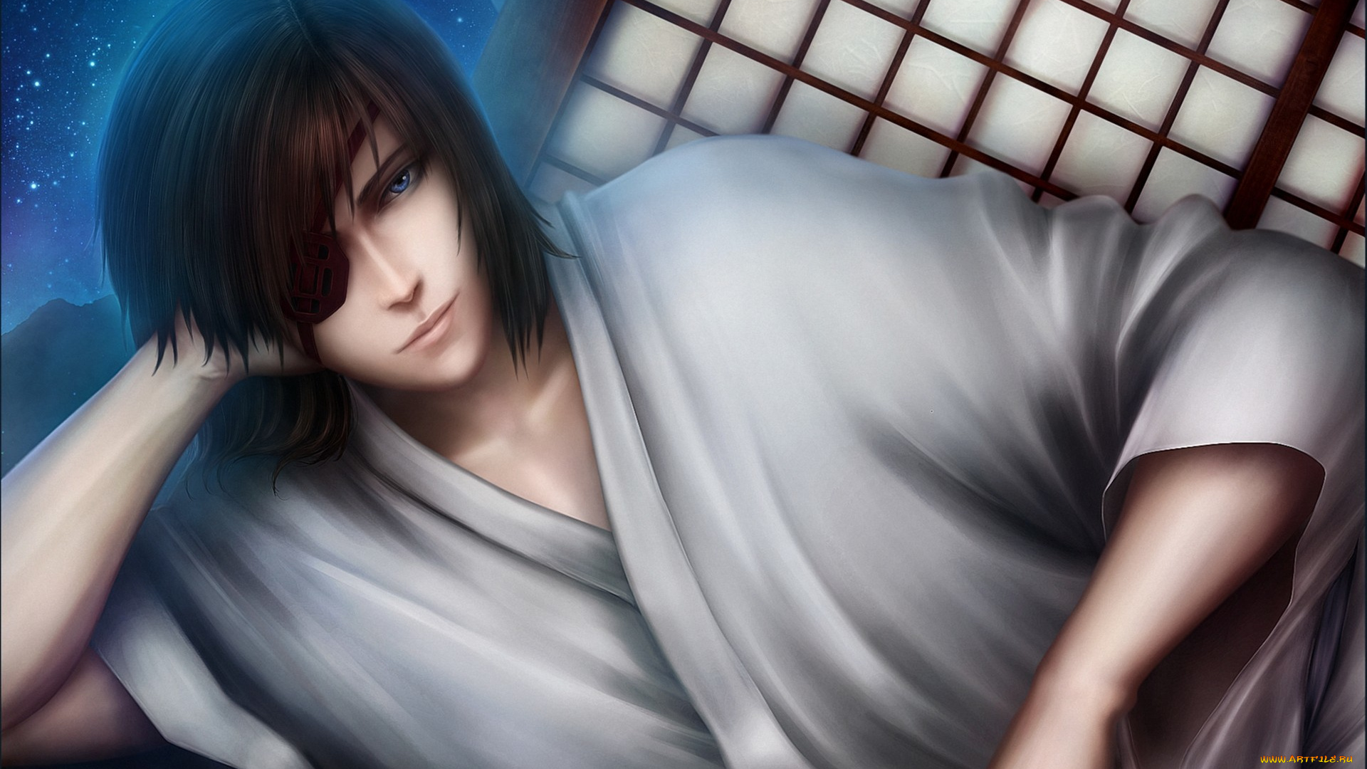 аниме, sengoku, basara, парень, арт, date, masamune, inira, sengoku, basara, повязка, кимоно