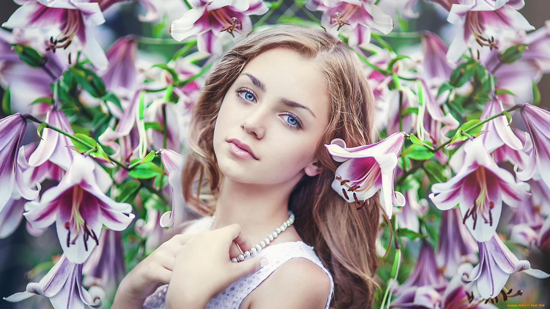 девушки, -unsort, , лица, , портреты, цветы, девушка