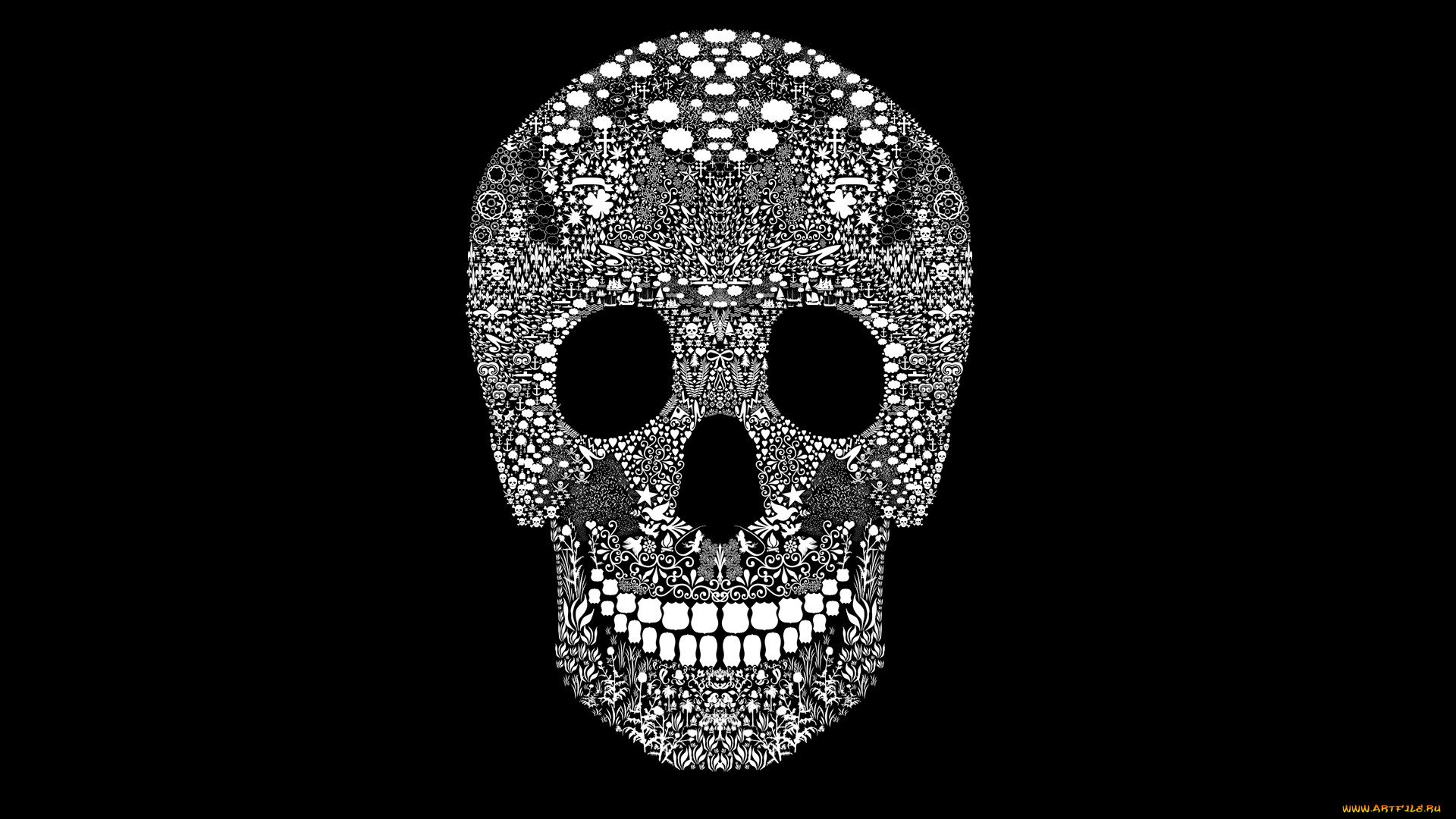 рисованные, минимализм, череп