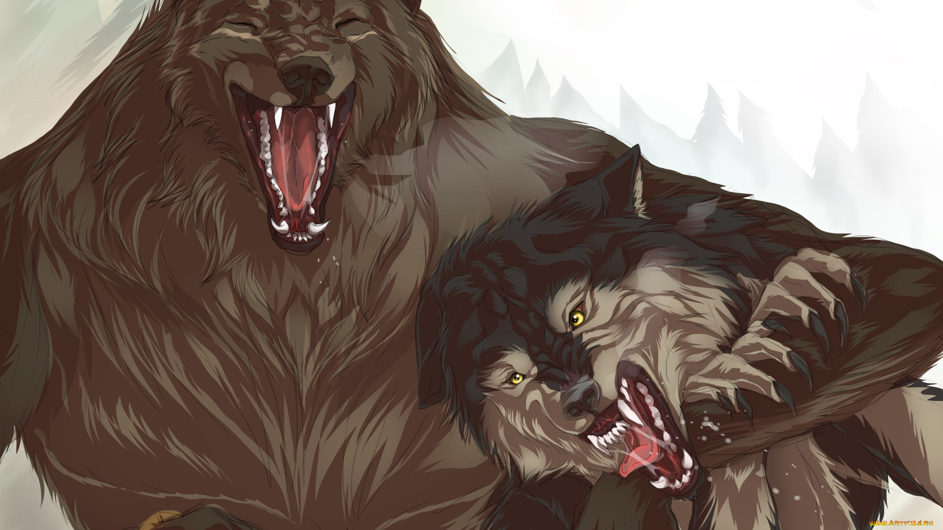 рисованные, животные, , сказочные, , мифические, волки