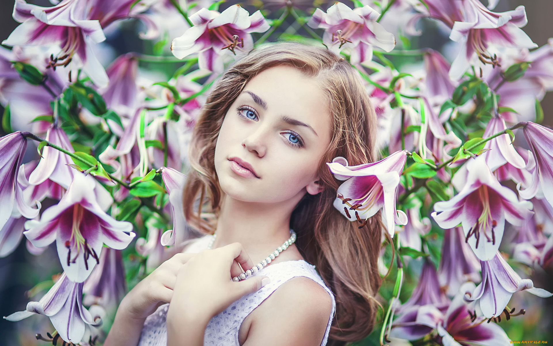 девушки, -unsort, , лица, , портреты, цветы, девушка