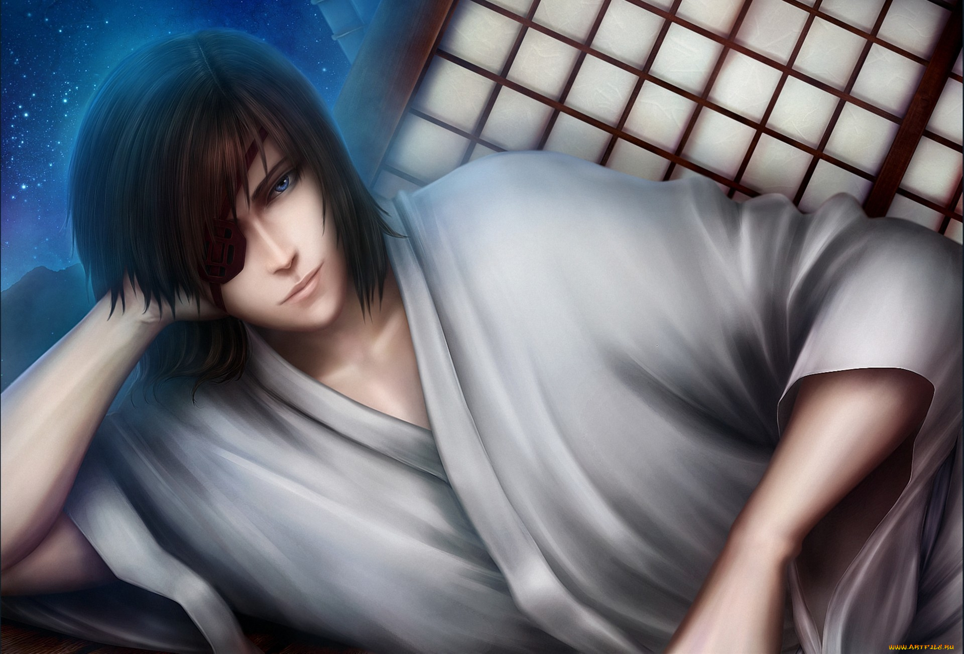 аниме, sengoku, basara, парень, арт, date, masamune, inira, sengoku, basara, повязка, кимоно