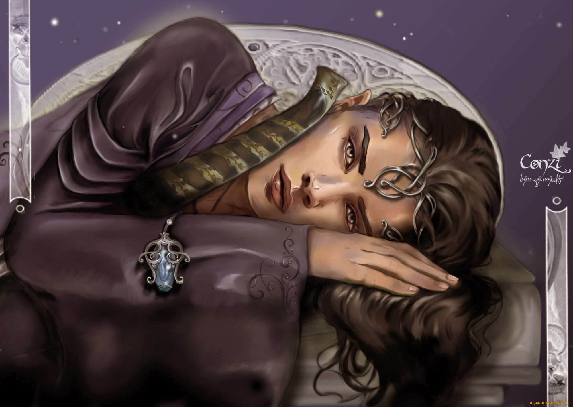 фэнтези, девушки, кулон, арт, украшения