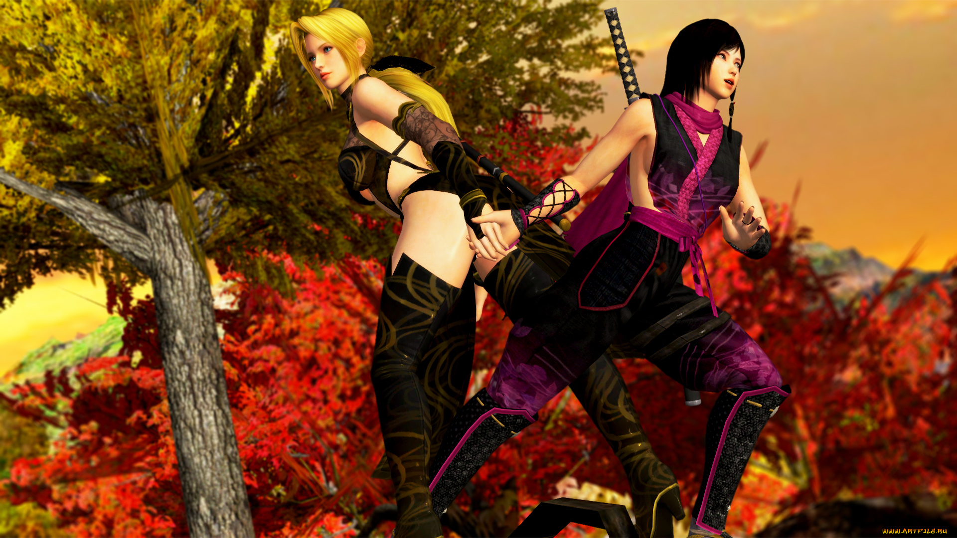 3д, графика, фантазия, , fantasy, фон, оружие, девушки, взгляд