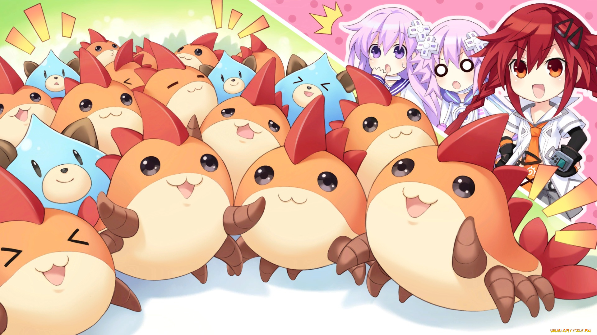 аниме, hyperdimension, neptunia, зверюшки