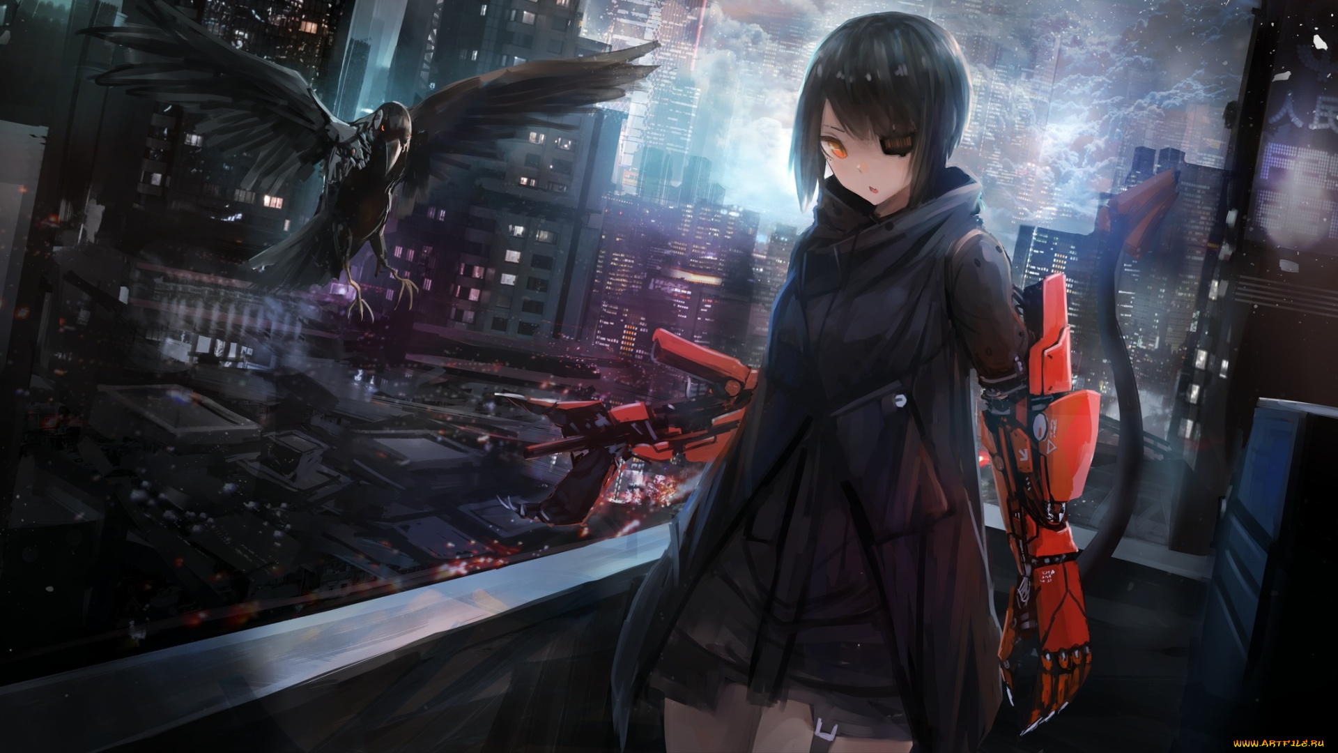 аниме, оружие, , техника, , технологии, девушка