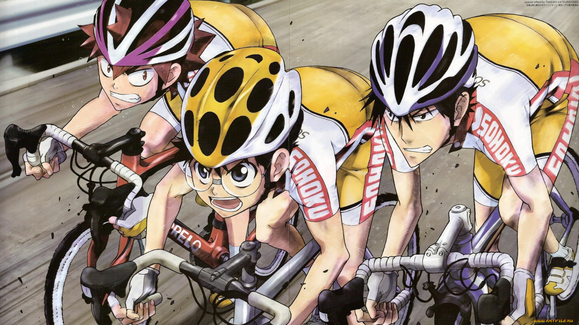 аниме, yowamushi, pedal, парни