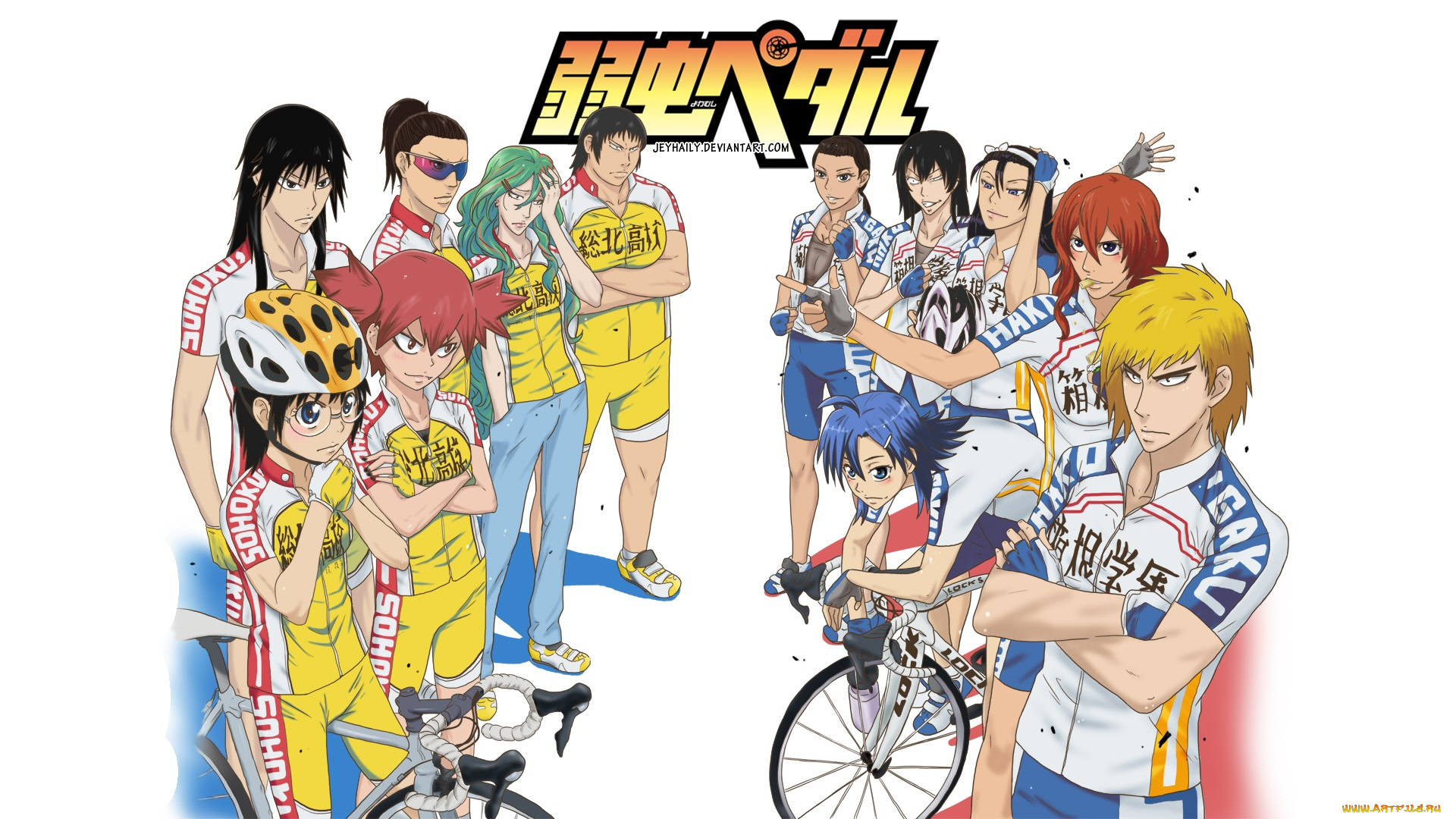 аниме, yowamushi, pedal, парни