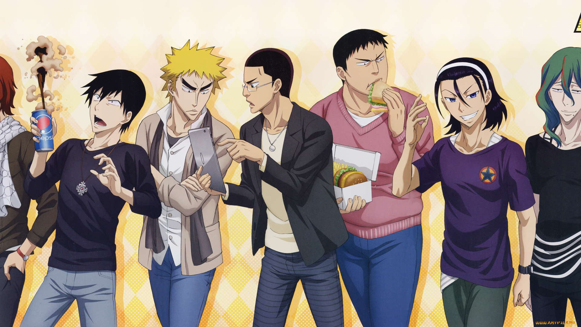 аниме, yowamushi, pedal, парни