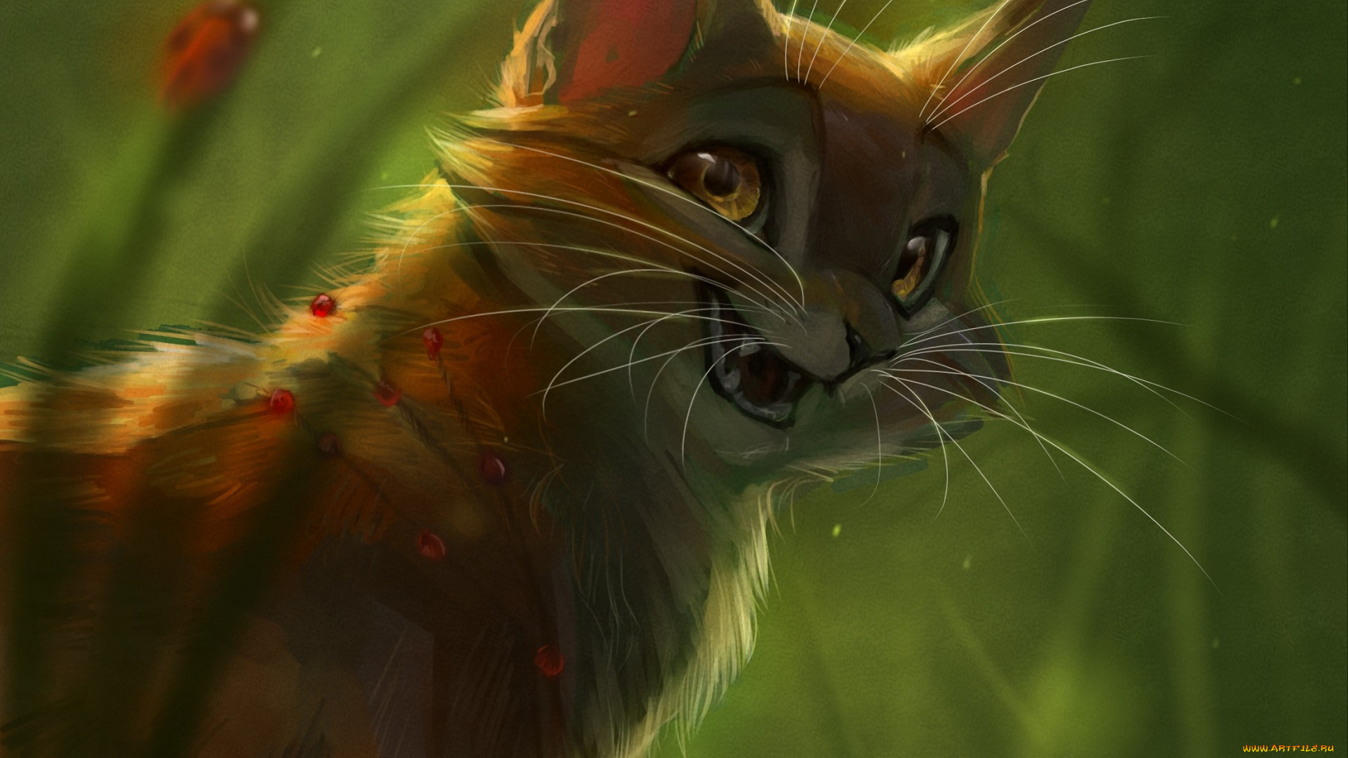 рисованное, животные, , коты, кот