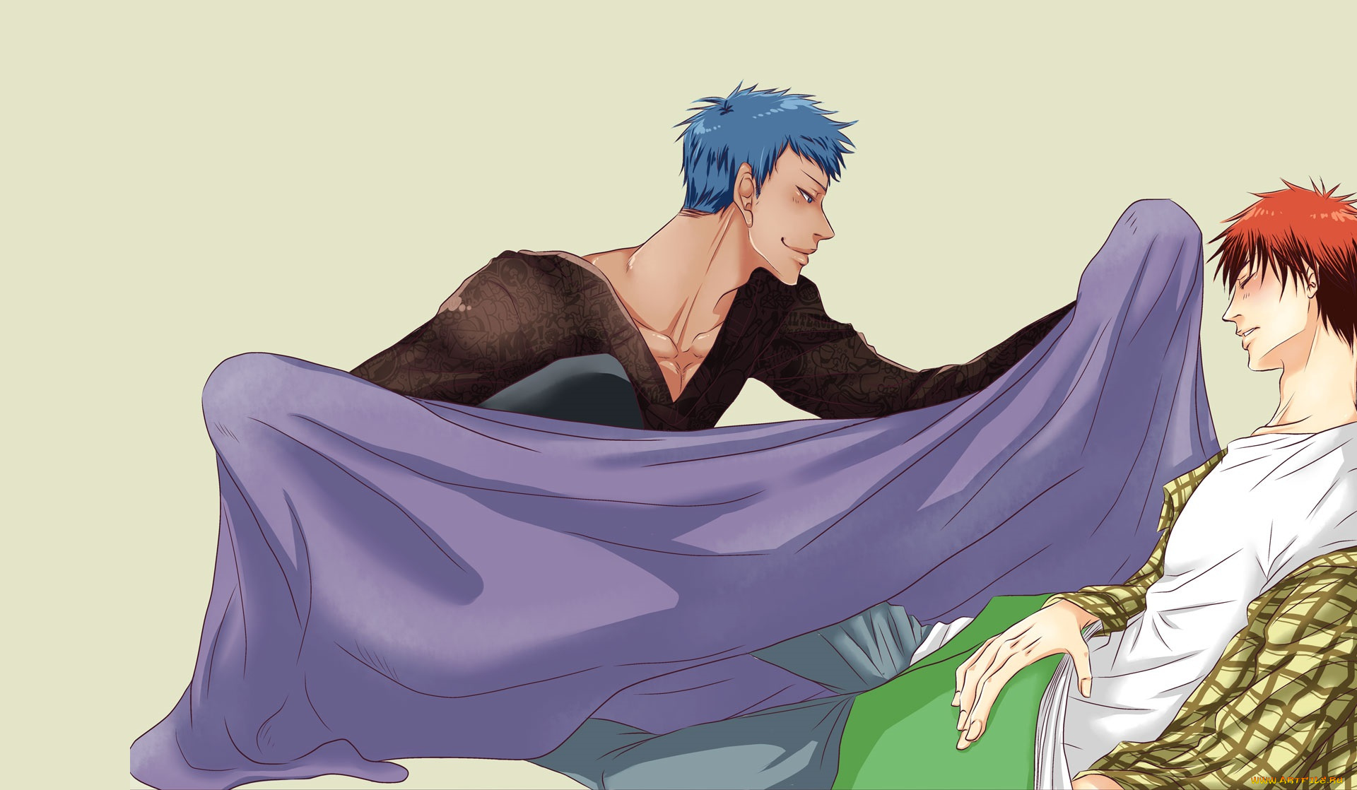 аниме, kuroko, no, baske, кагами, тайга, аомине, дайки