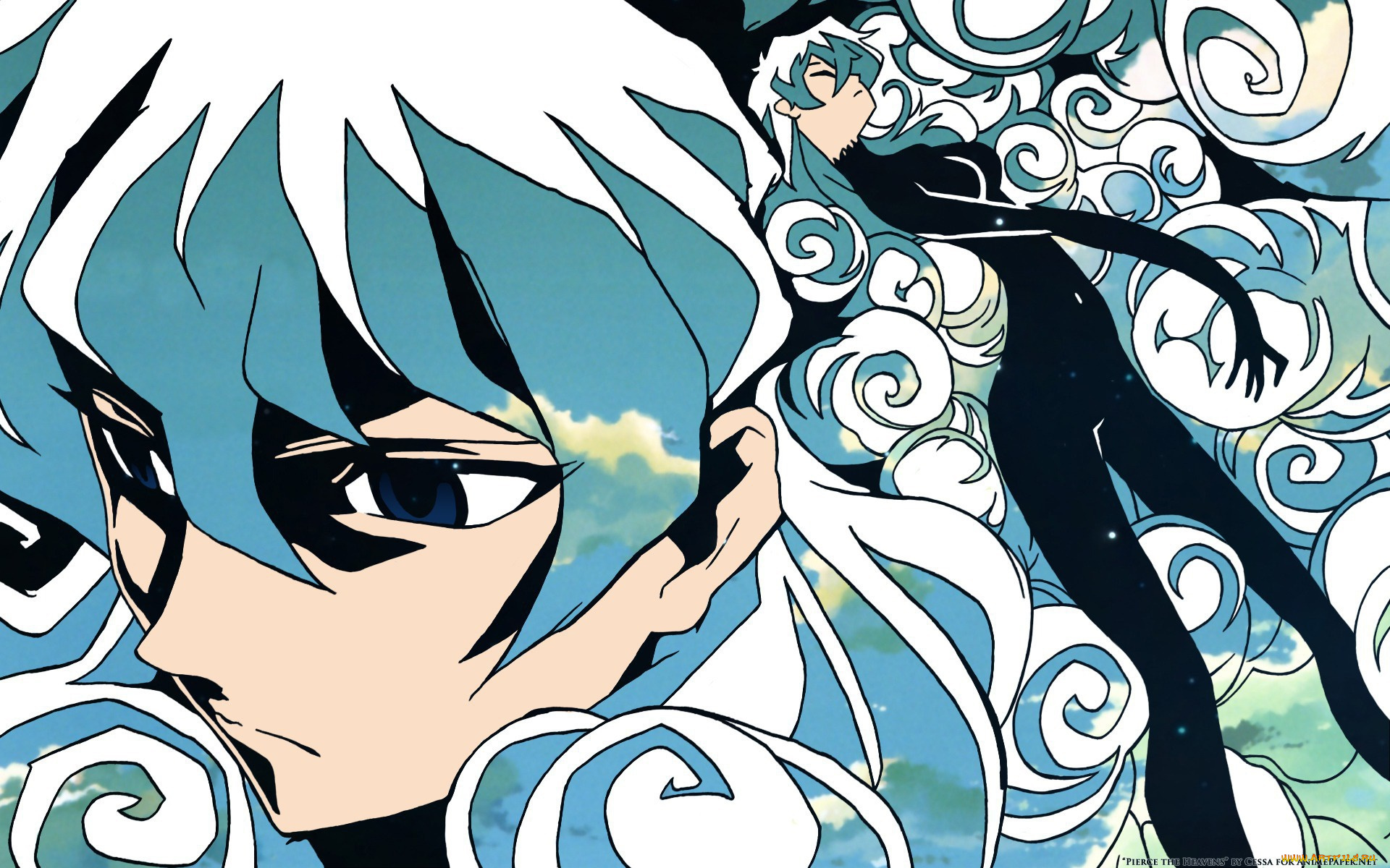 аниме, tengen, toppa, gurren-lagann, фон, взгляд, девушка