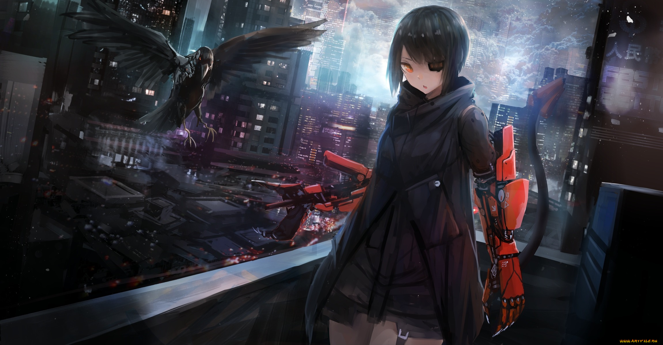 аниме, оружие, , техника, , технологии, девушка
