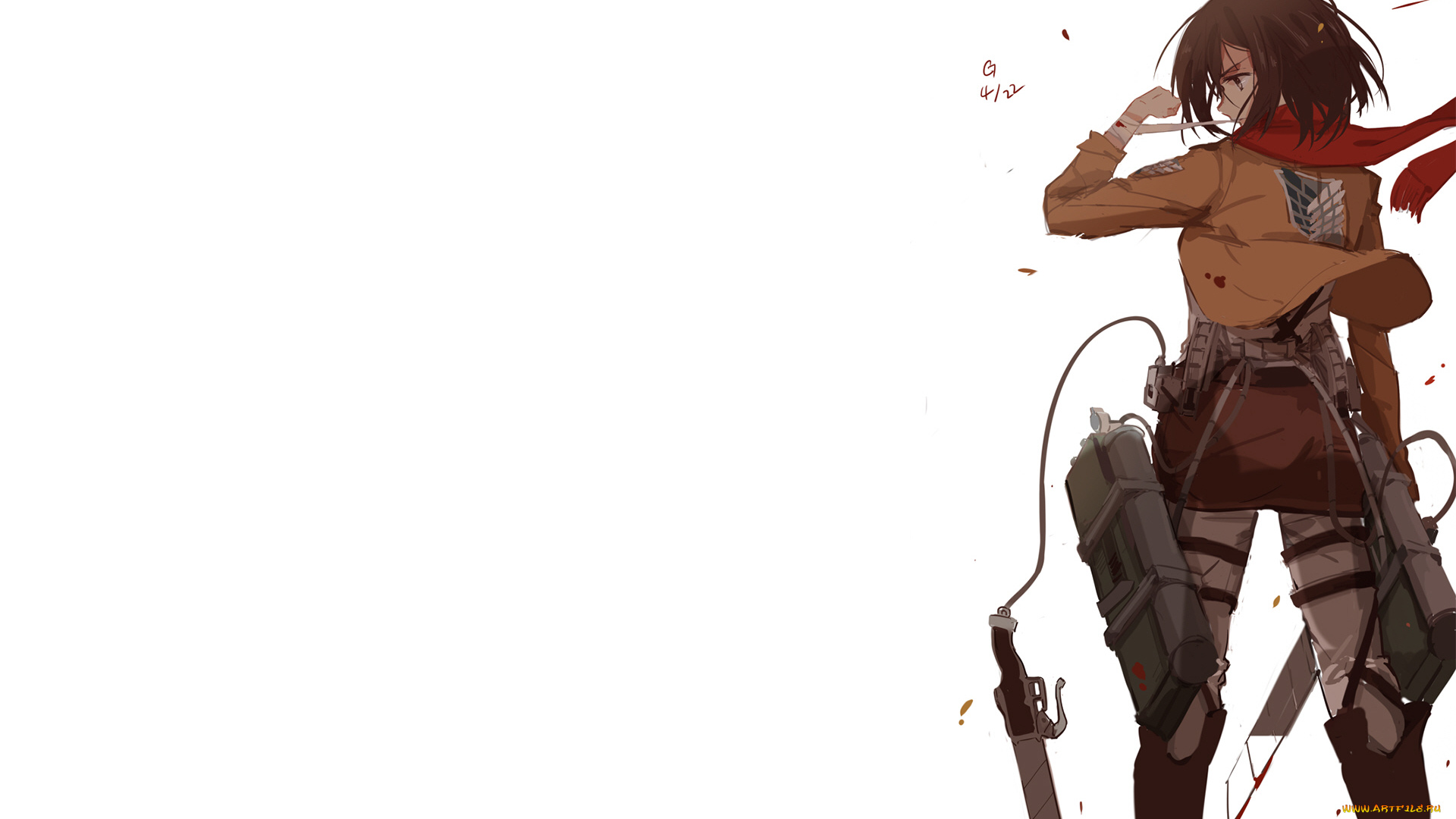 аниме, shingeki, no, kyojin, девушка