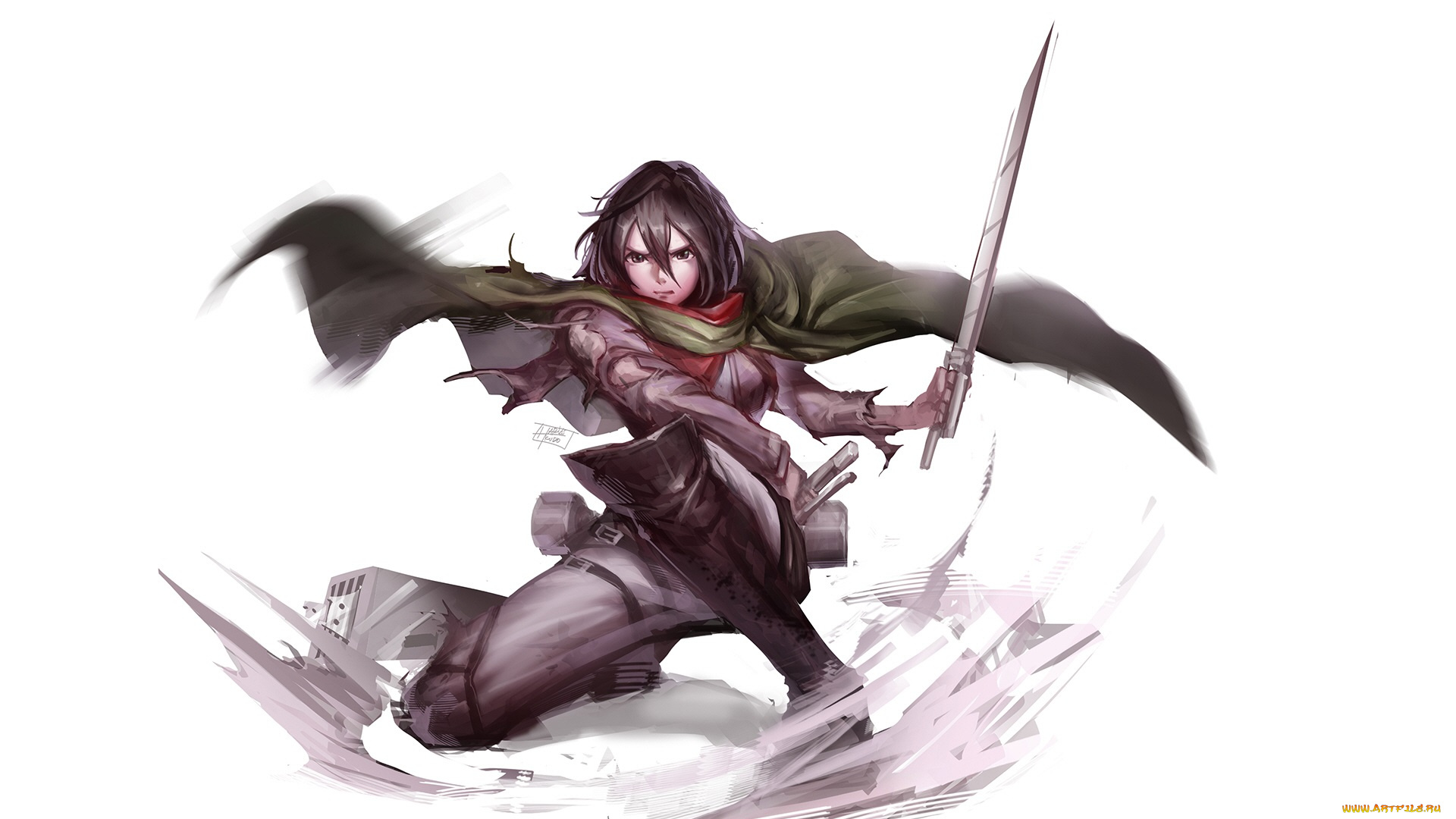 аниме, shingeki, no, kyojin, девушка