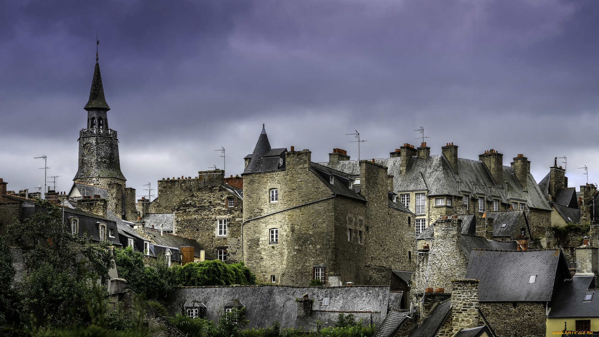 dinan, la, belle, города, -, панорамы, крыши, башня
