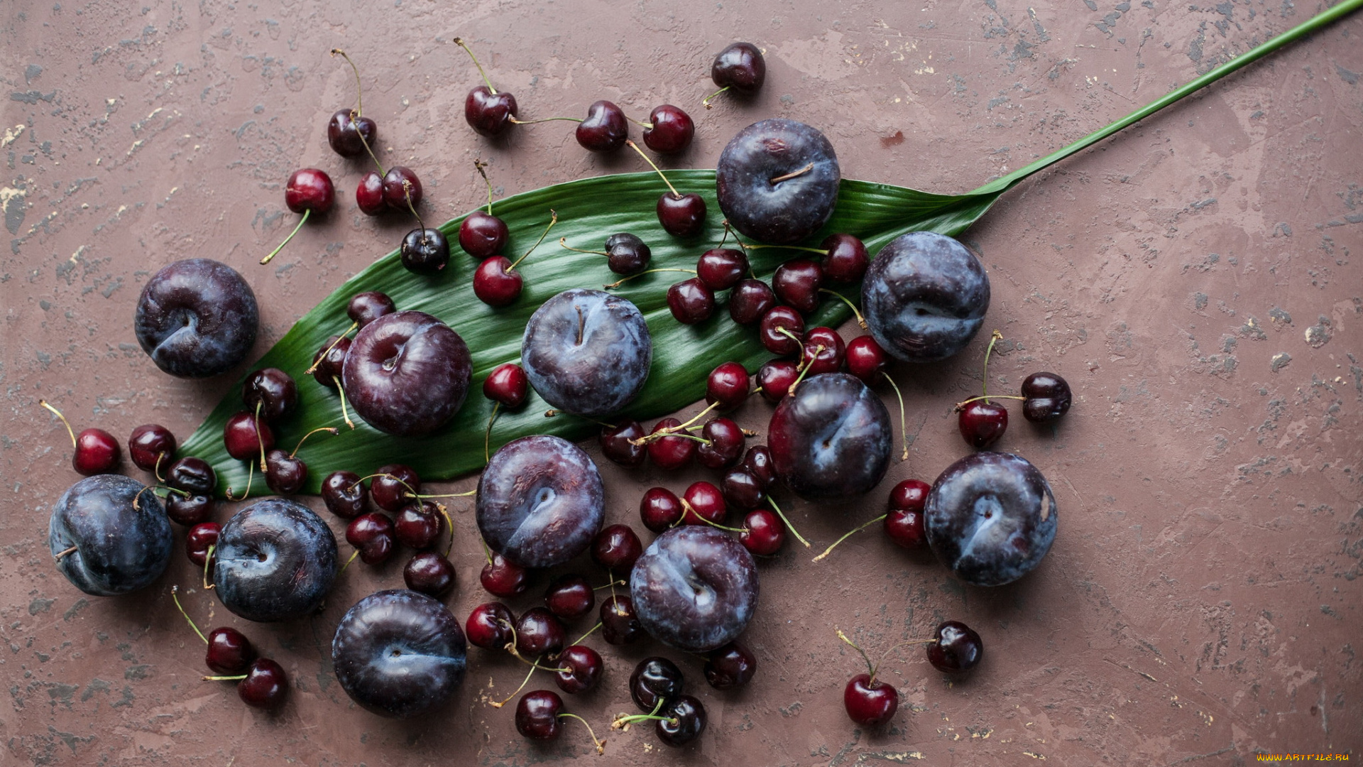 еда, фрукты, , ягоды, слива, вишня, ягоды, лист