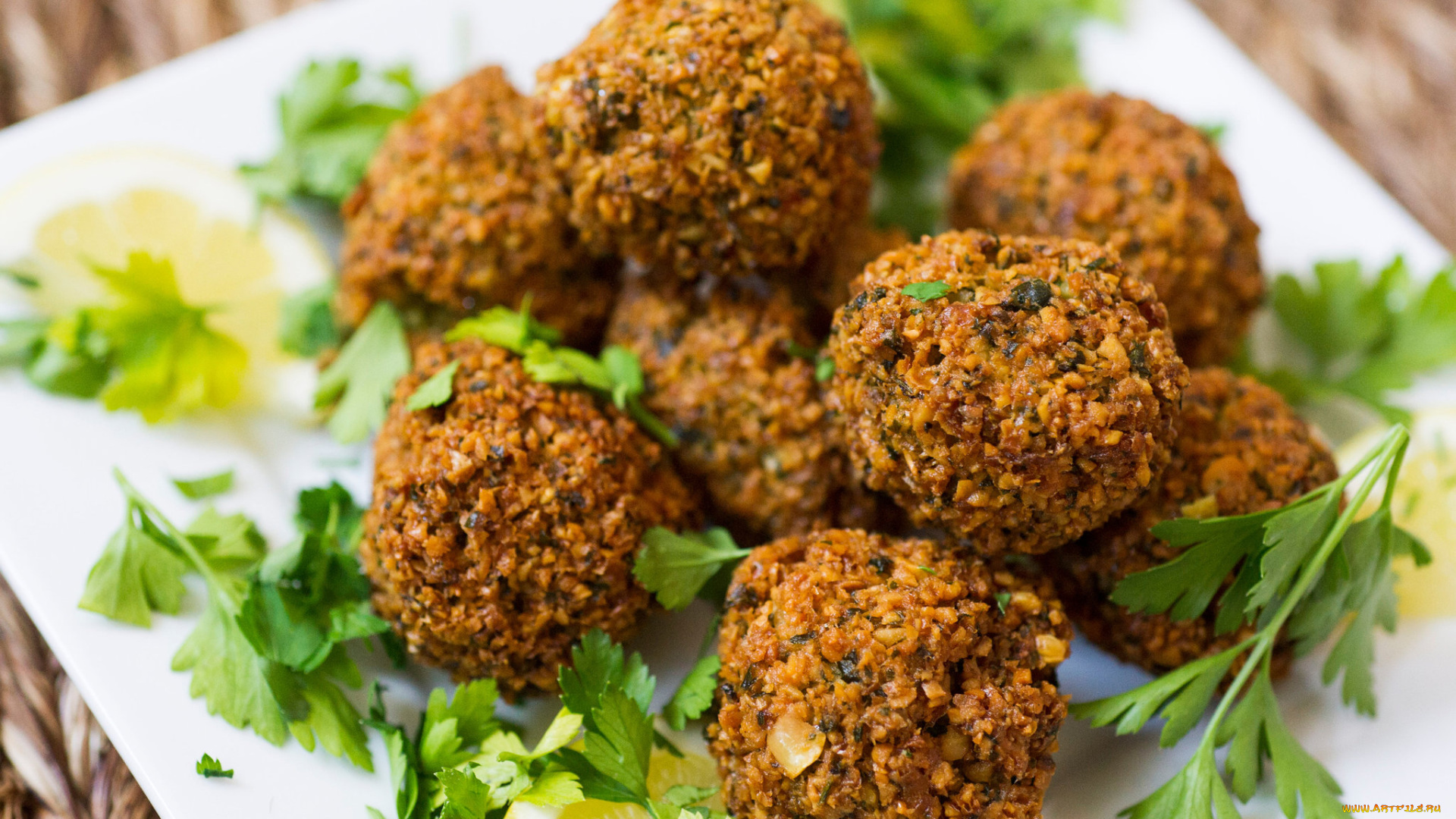 еда, мясные, блюда, тефтели, мясное, блюдо, зелень