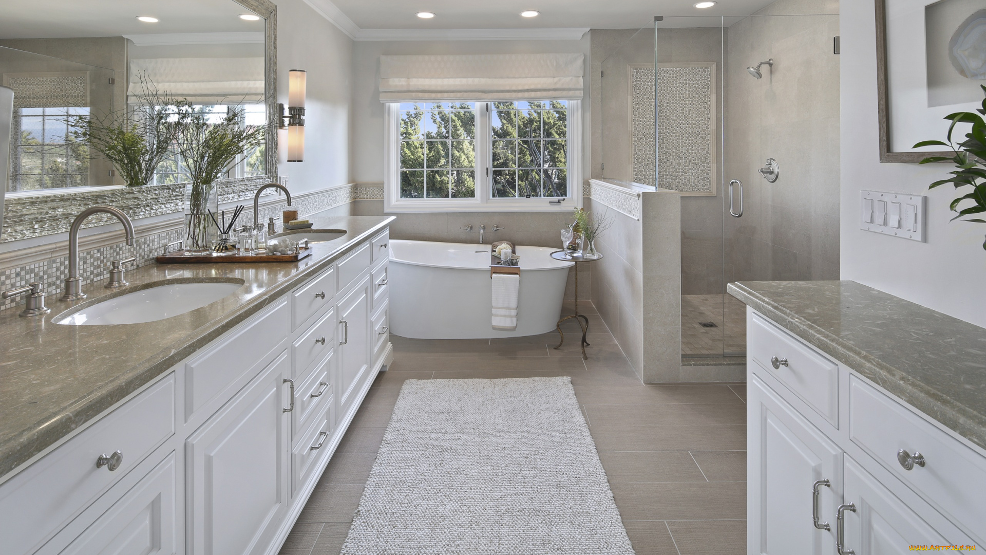 интерьер, ванная, и, туалетная, комнаты, дизайн, стиль, ванная