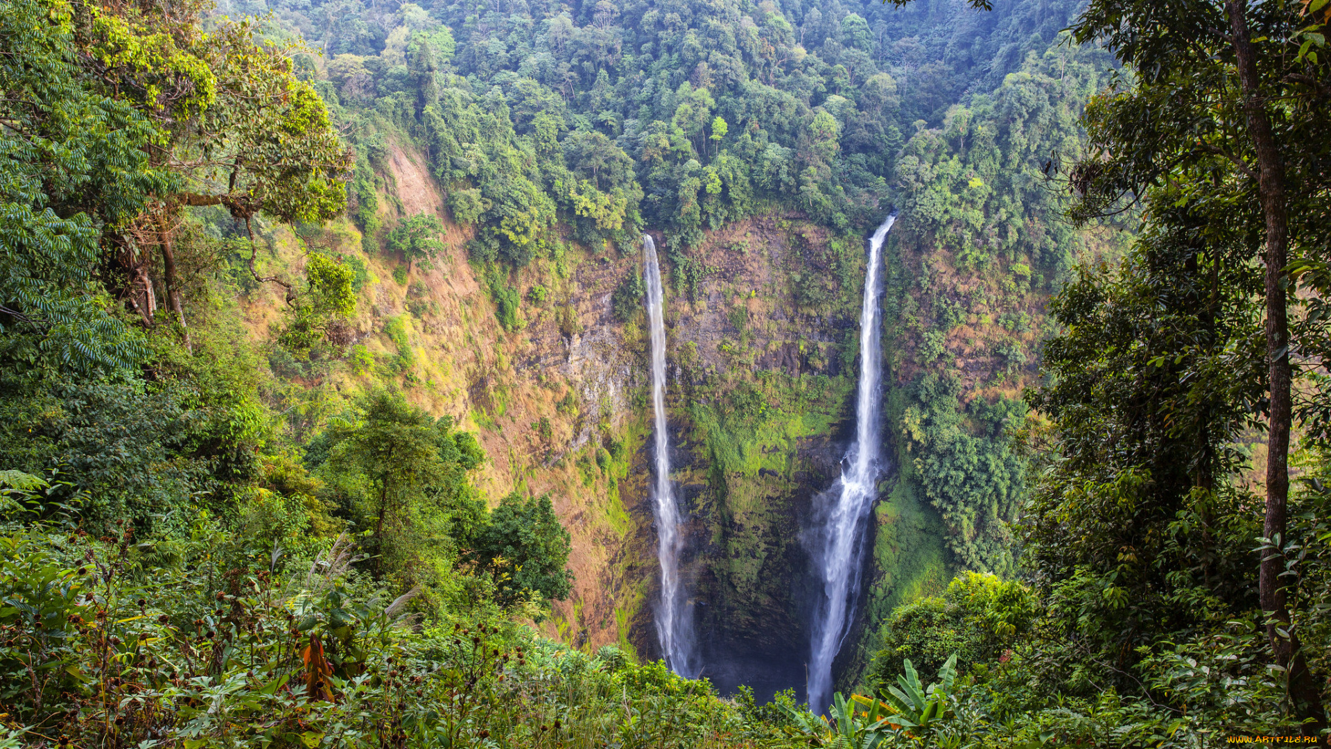 природа, водопады, водопад, река, лес