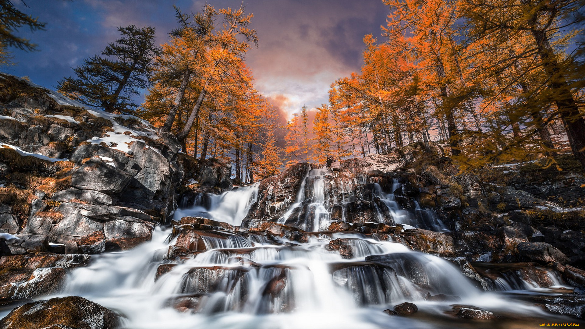 природа, водопады, водопад, река, лес