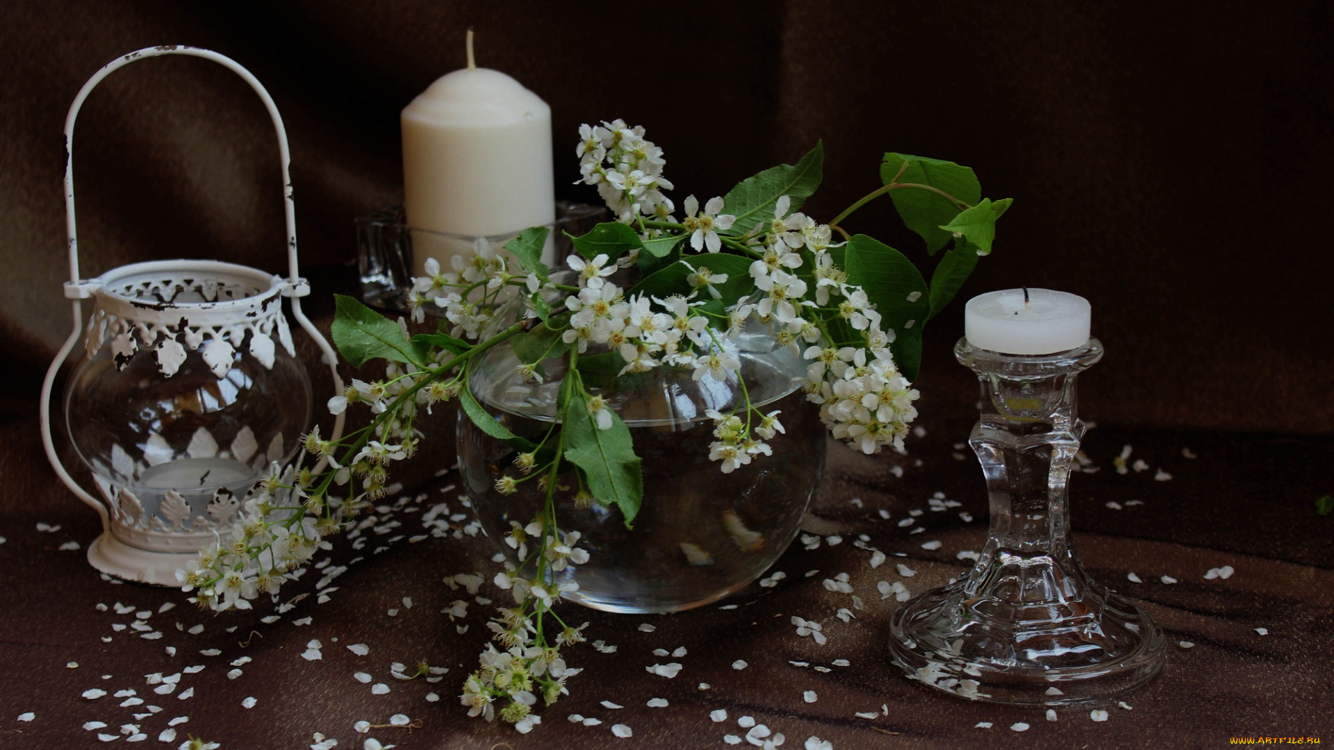 разное, свечи, весна, ветка, натюрморт, цветы, черемуха