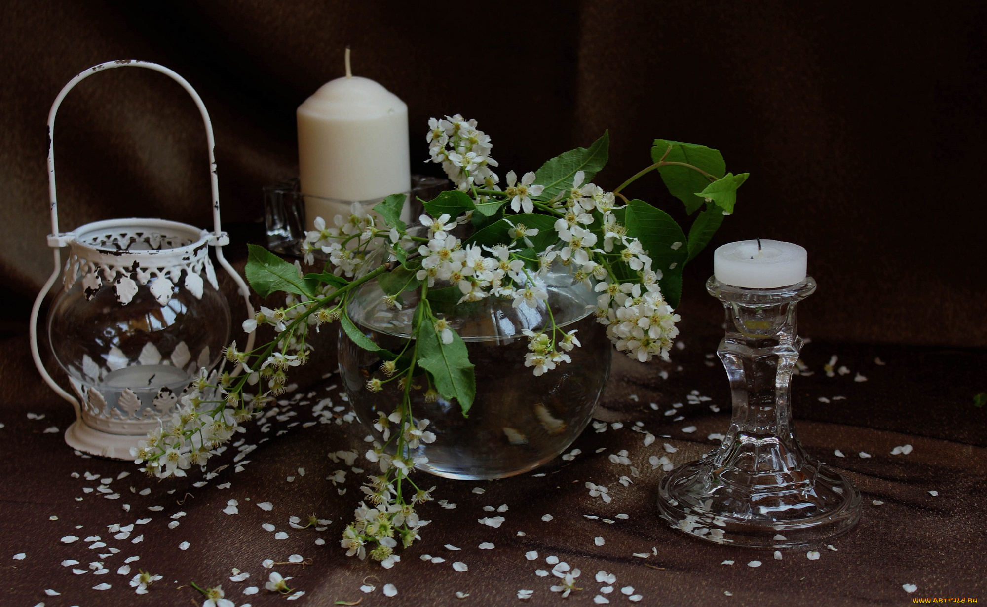 разное, свечи, весна, ветка, натюрморт, цветы, черемуха