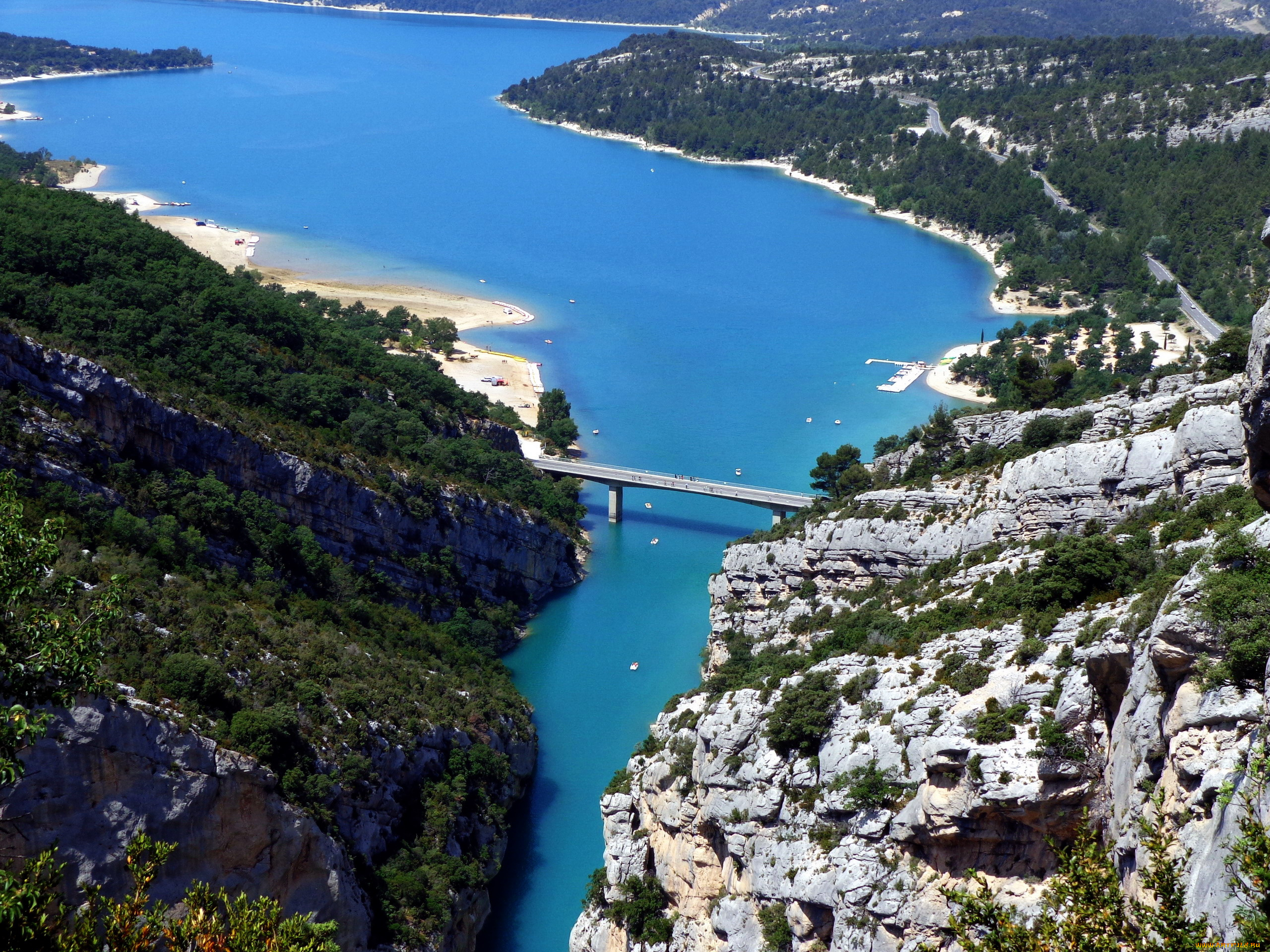 природа, пейзажи, панорама, река, мост