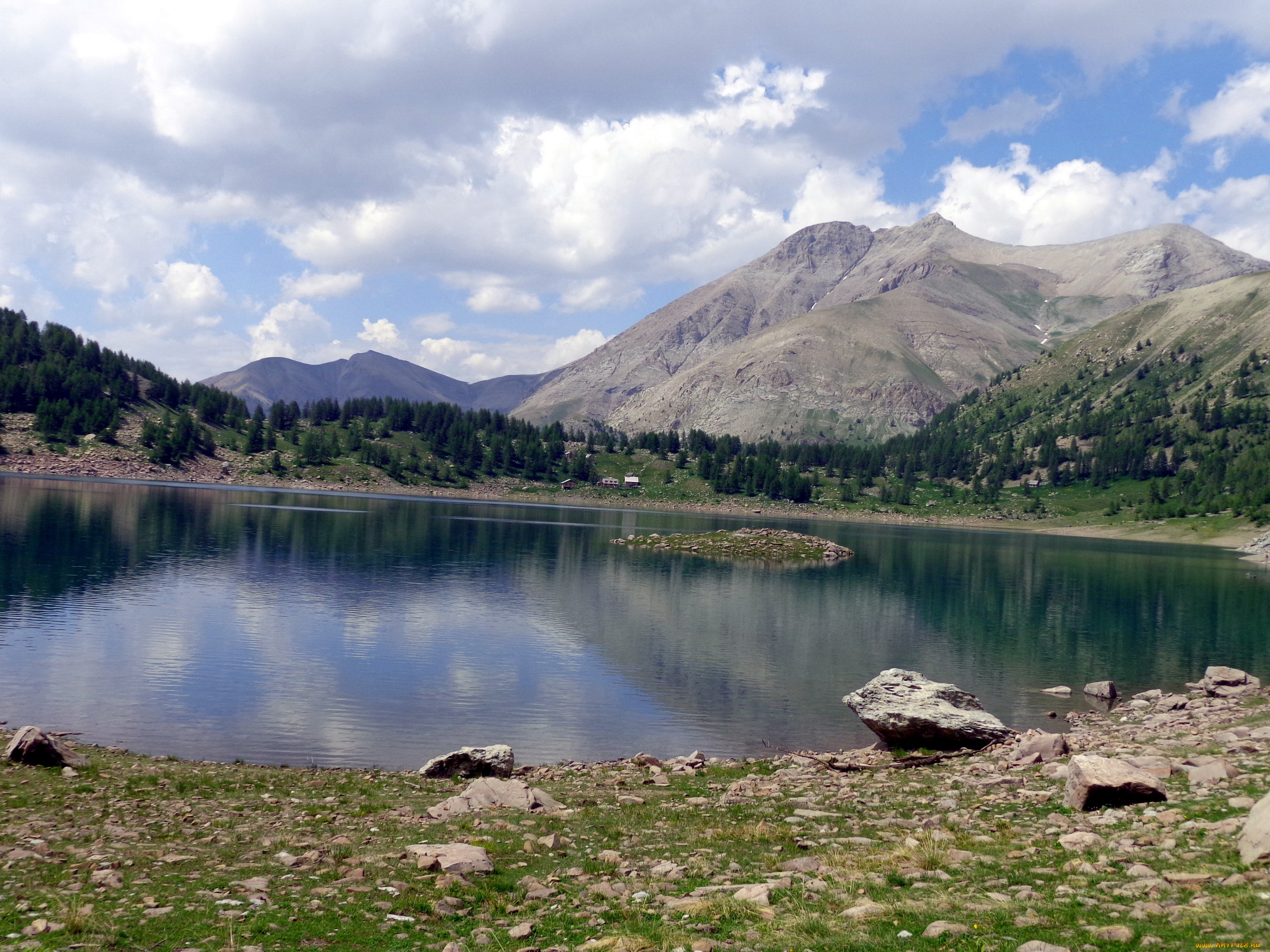 природа, реки, озера, озеро, горы, облака