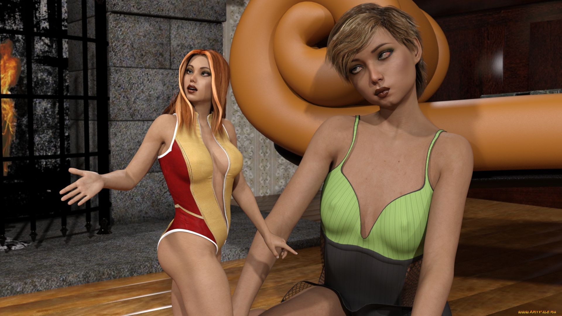 3д, графика, фантазия, , fantasy, девушка, взгляд, фон