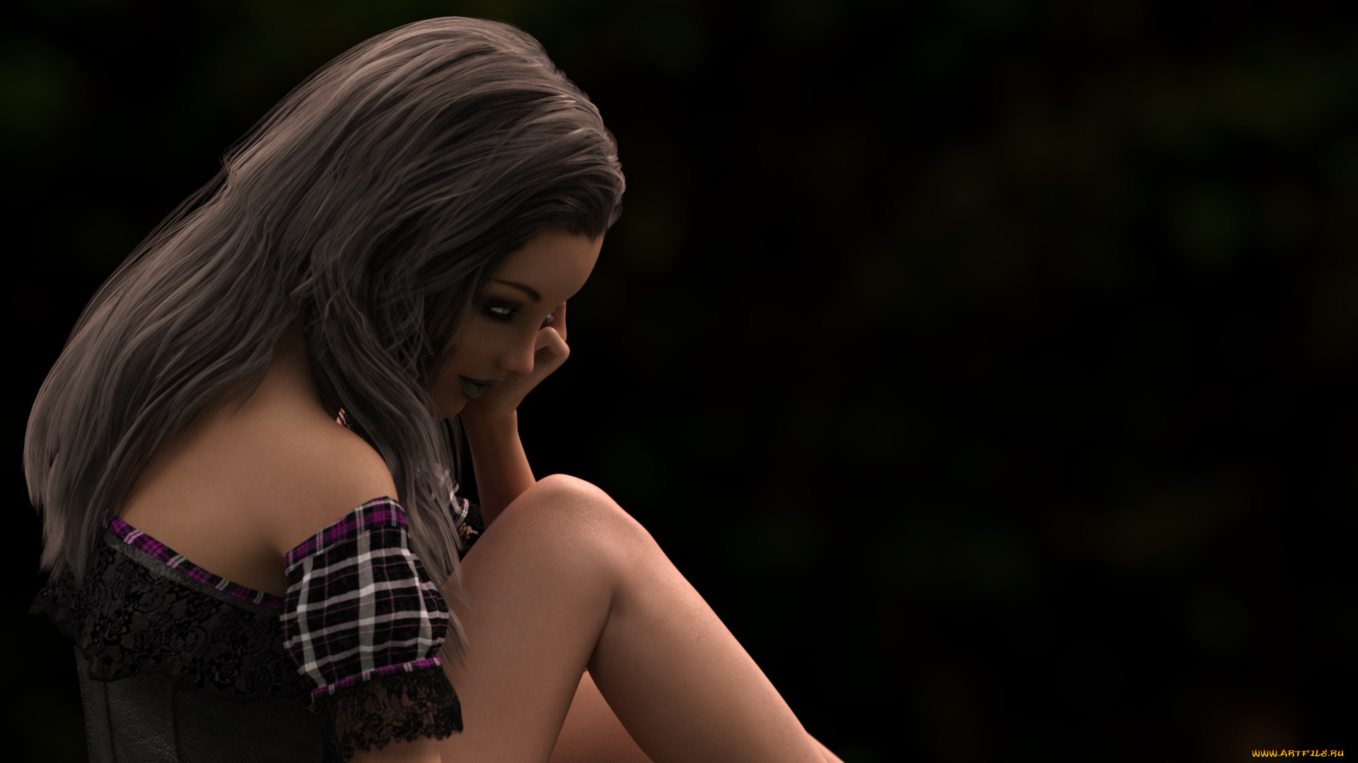 3д, графика, люди, , people, девушка, взгляд, фон, грудь