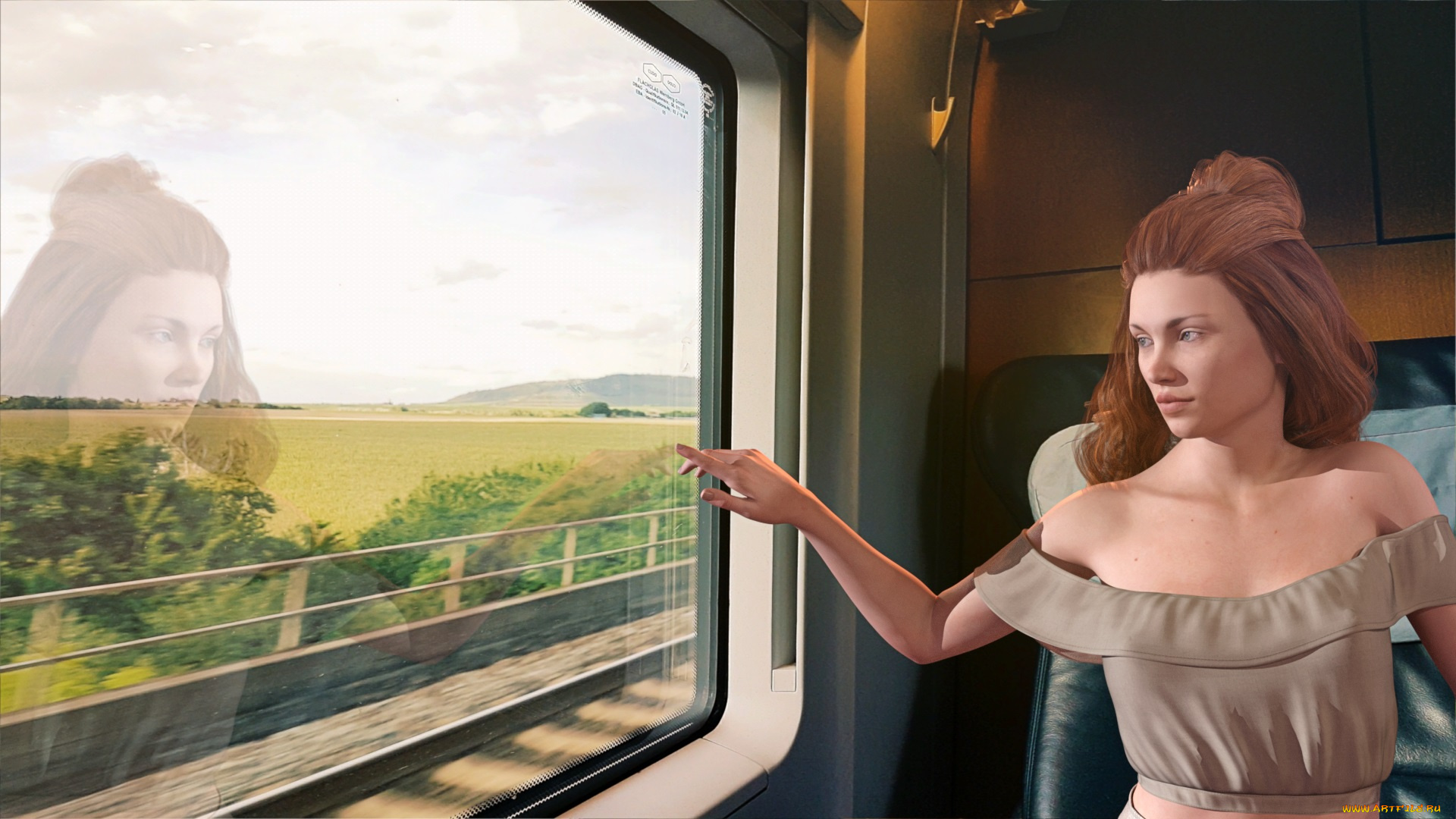 3д, графика, люди, , people, девушка, взгляд, фон