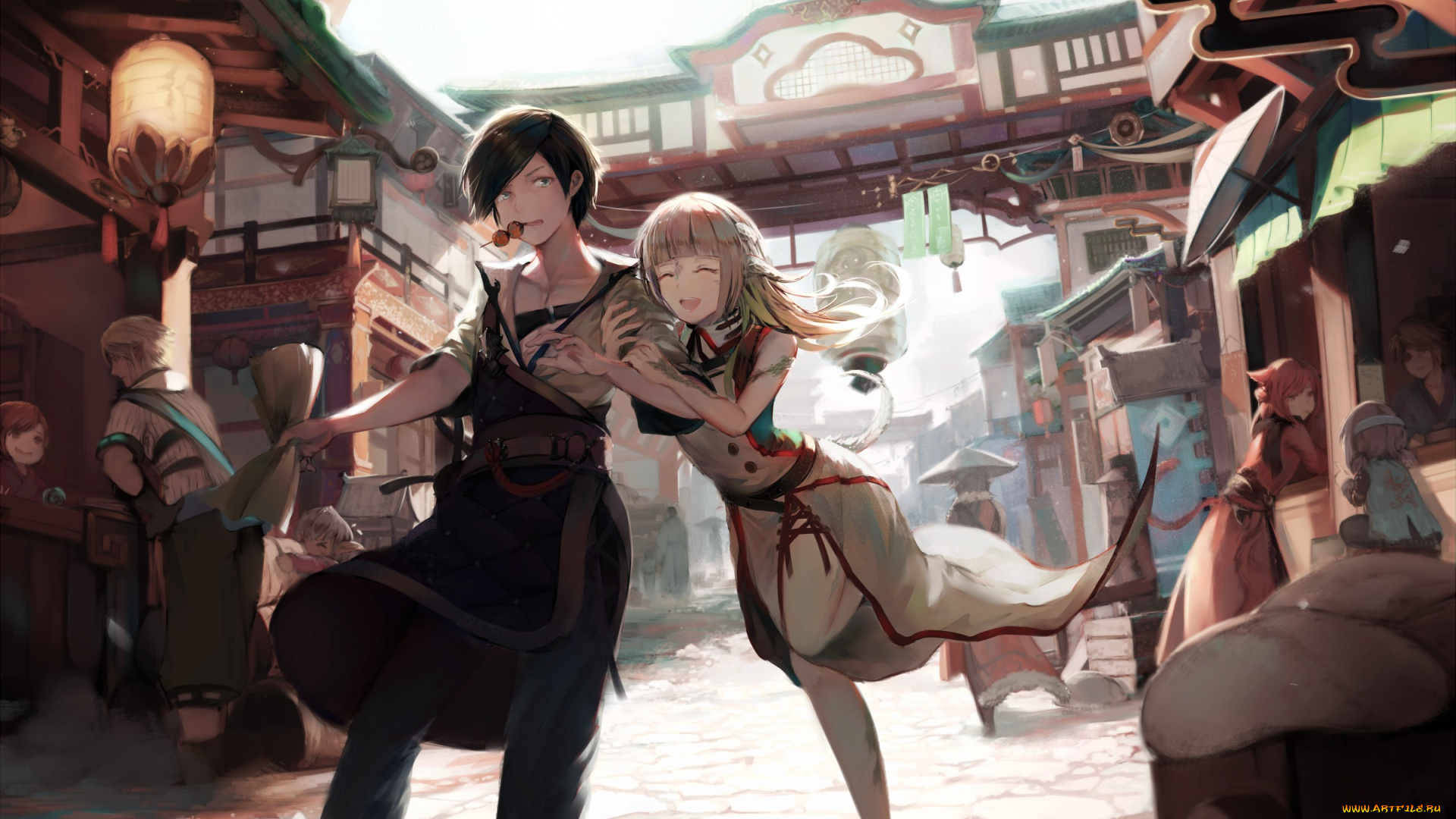 аниме, город, , улицы, , интерьер, , здания, девушка