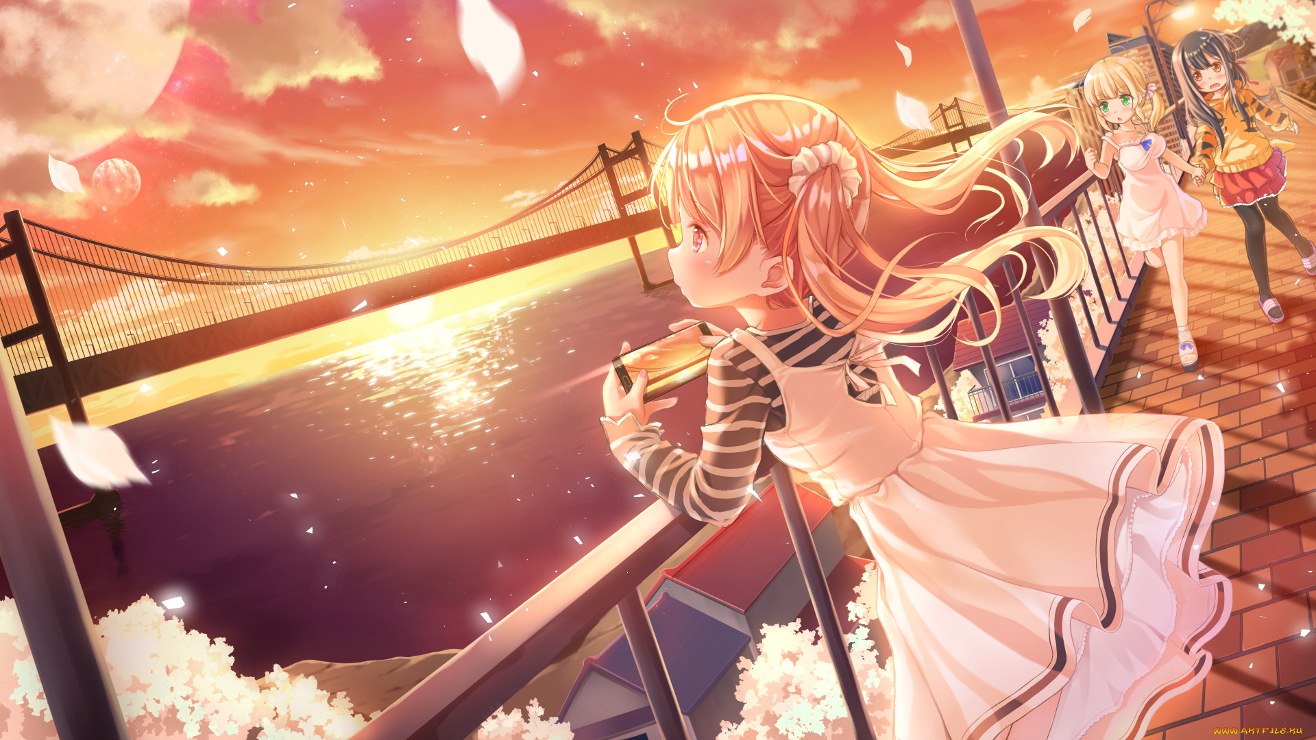 аниме, город, , улицы, , интерьер, , здания, девушка