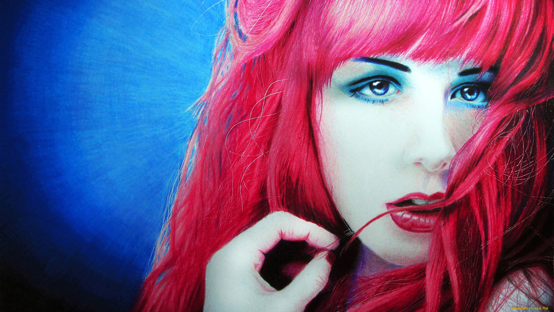 рисованное, люди, девушка, фон, взгляд