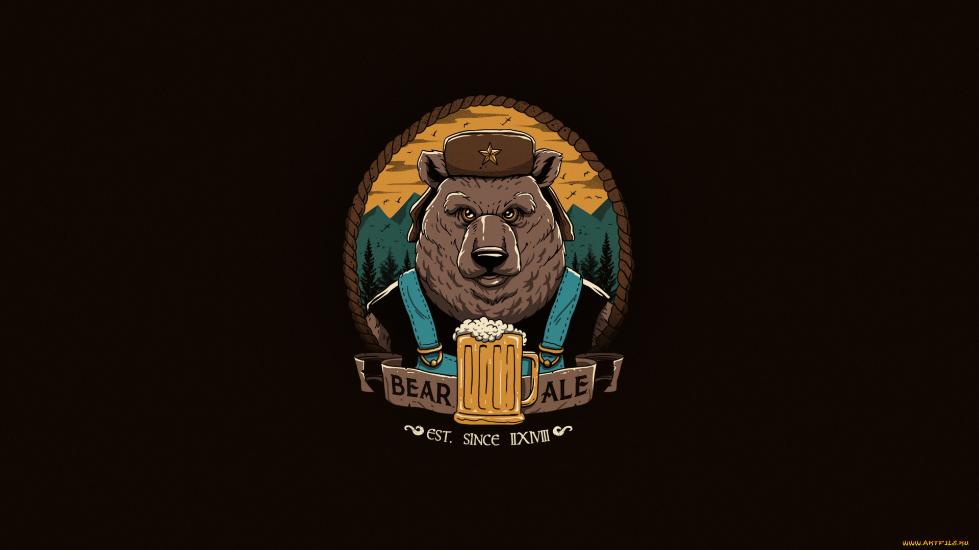 рисованное, минимализм, рисунок, пиво, медведь, арт, bear, beer, vincenttrinidad, day, ale, papa, and