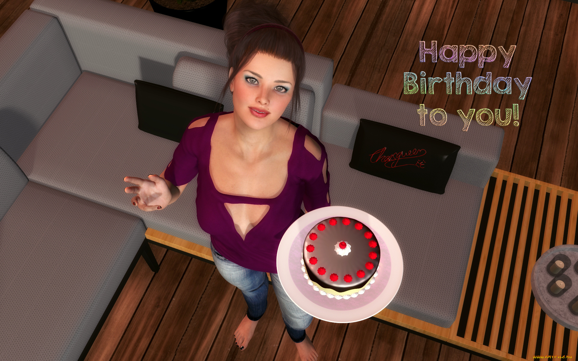 3д, графика, праздники, , holidays, девушка, взгляд, фон